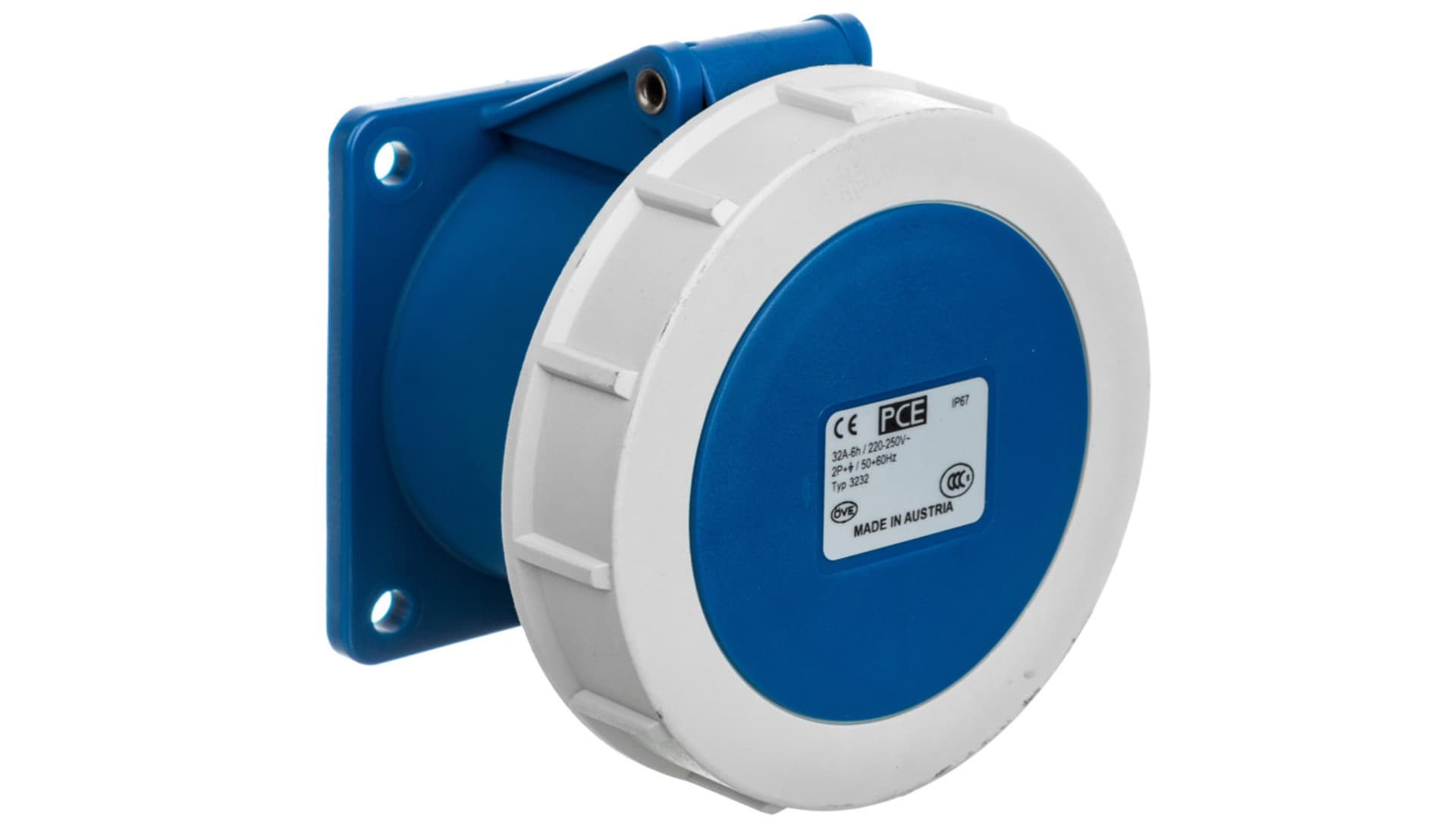 

Gniazdo tablicowe 32A 3P 230V /75x75/ niebieskie IP67 3232-6
