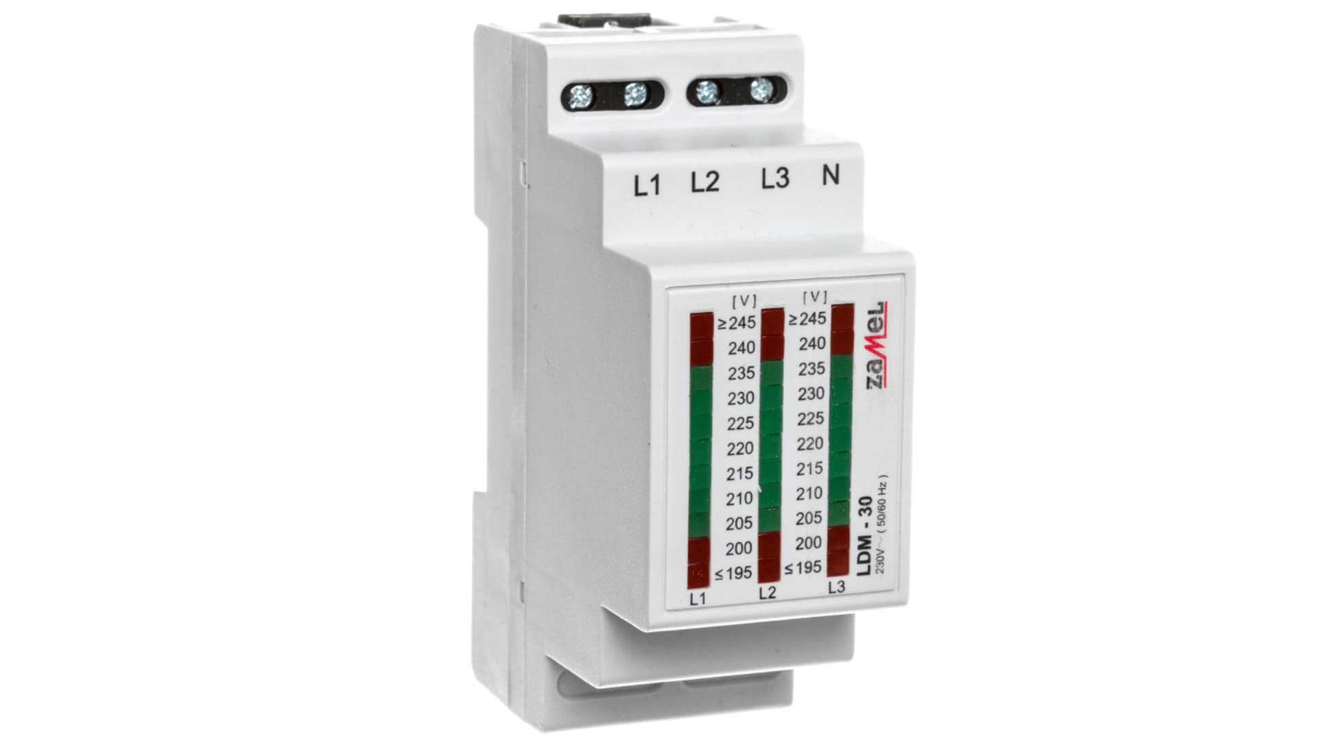 

Wskaźnik napięcia modułowy 3-fazowy L1-N/L2-N/L3-N 195-245V LDM-30 EXT10000031