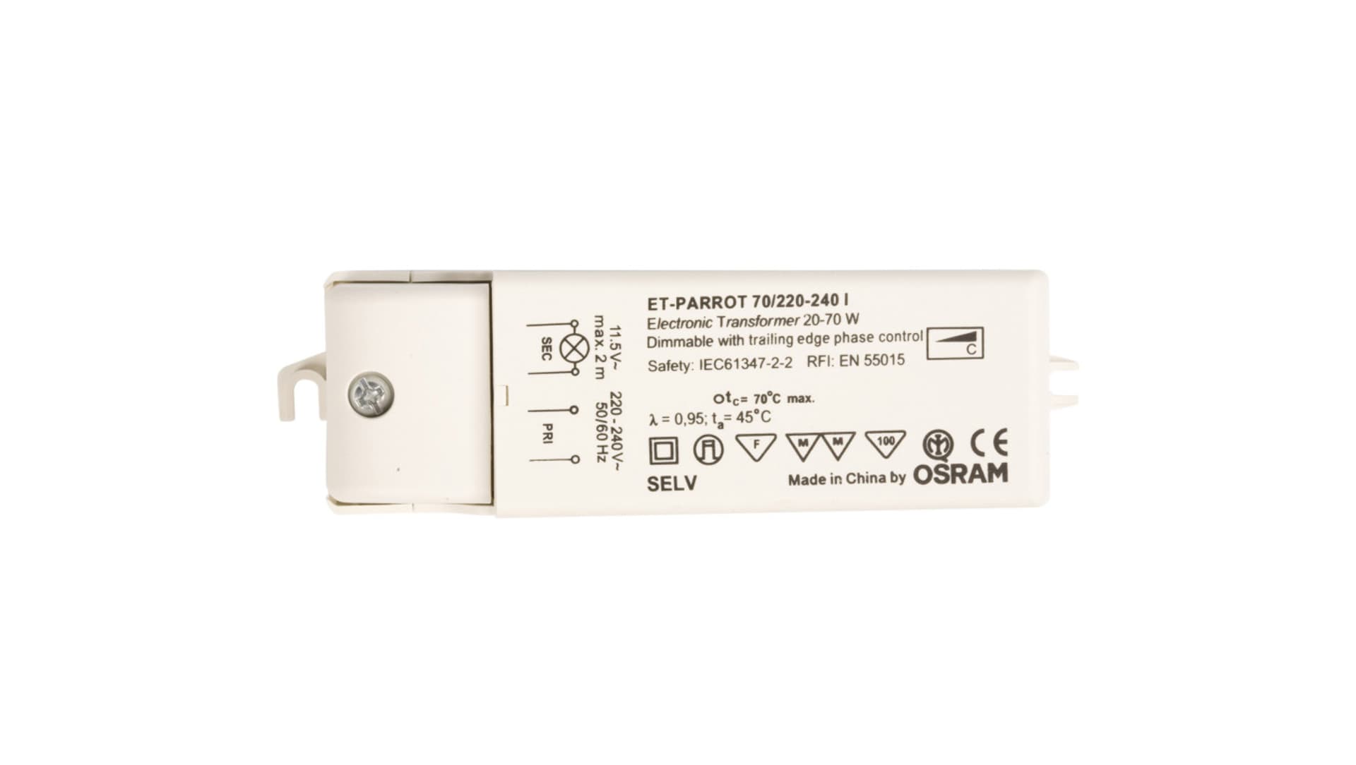 

Zasilacz halogenowy 20-70W 230V 12V ET-PARROT 70 4008321111593