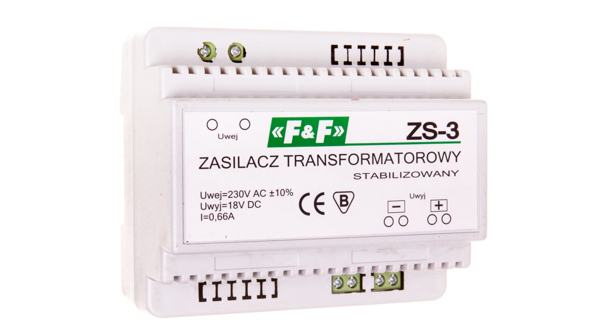 

Zasilacz stabilizowany 230VAC/18VDC 12W 0,66A ZS-3
