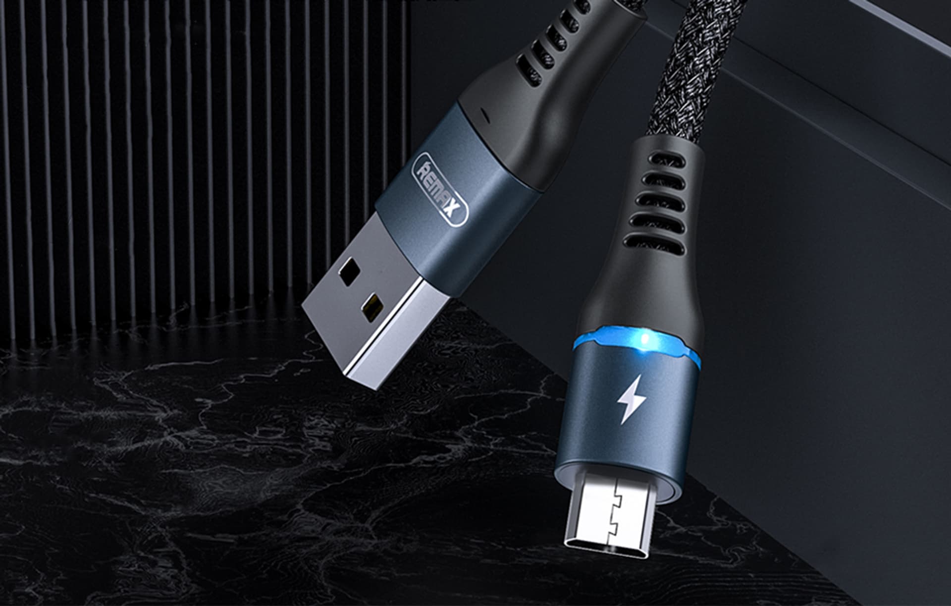 

Kabel USB Micro Remax Colorful Light, 2.4A, 1m (czarny)