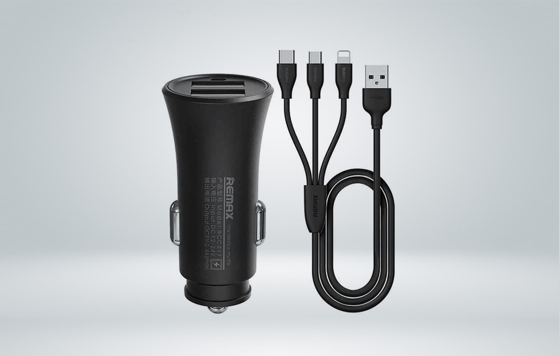 

Ładowarka samochodowa 2x USB, REMAX RCC217, 2,4A (czarna)