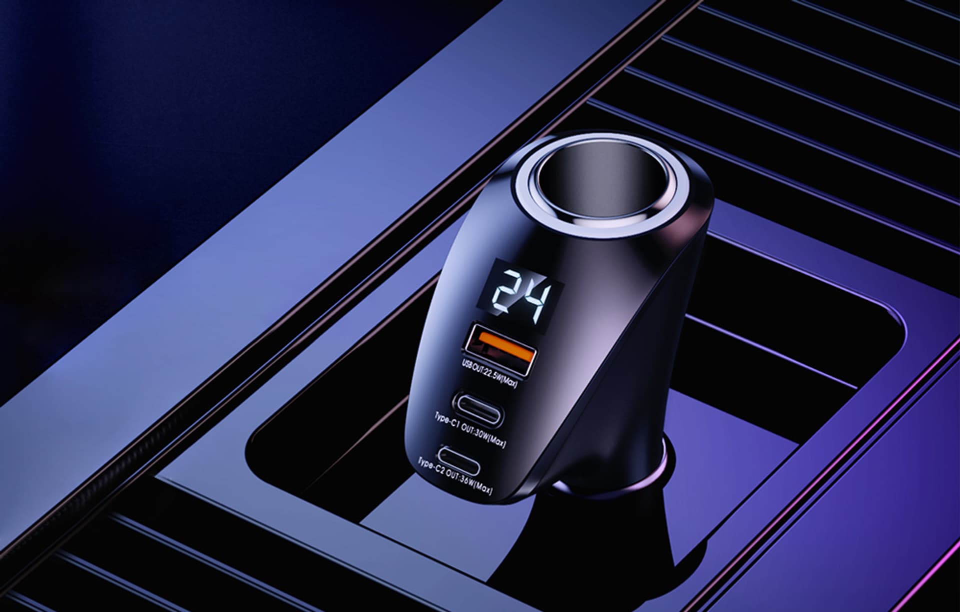 

Ładowarka samochodowa 2x USB-C, USB, REMAX RCC339, 88.5W (czarna)