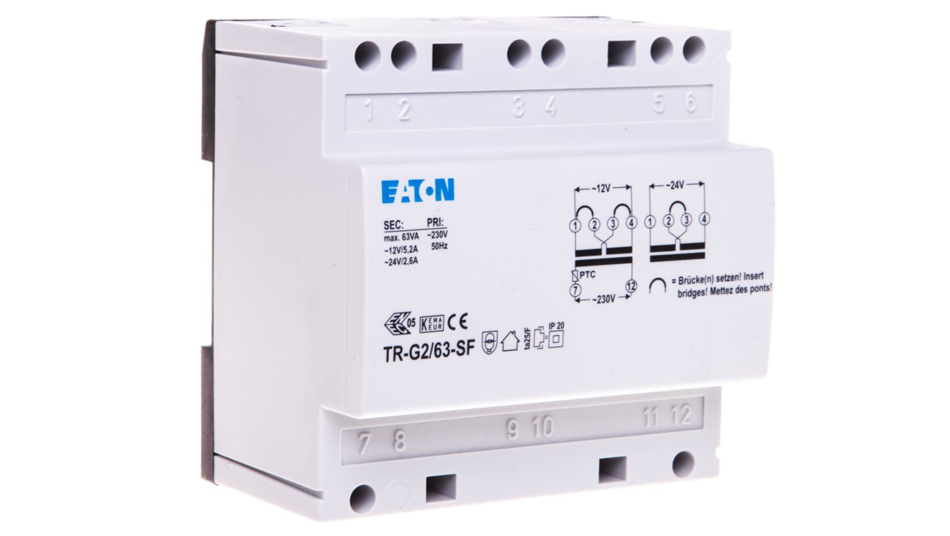

Transformator dzwonkowy 230/12-24V AC 5,25-2,63A TR-G2/63-SF 272485