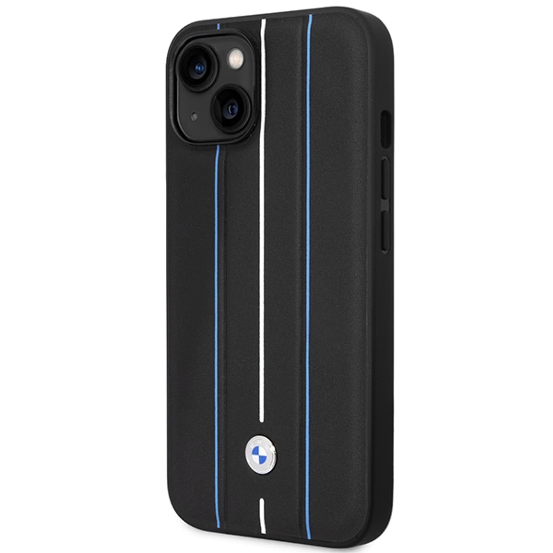 

Etui BMW BMHCP14S22RVSK iPhone 14 6.1" czarny/black hardcase Leather Stamp Blue Lines
