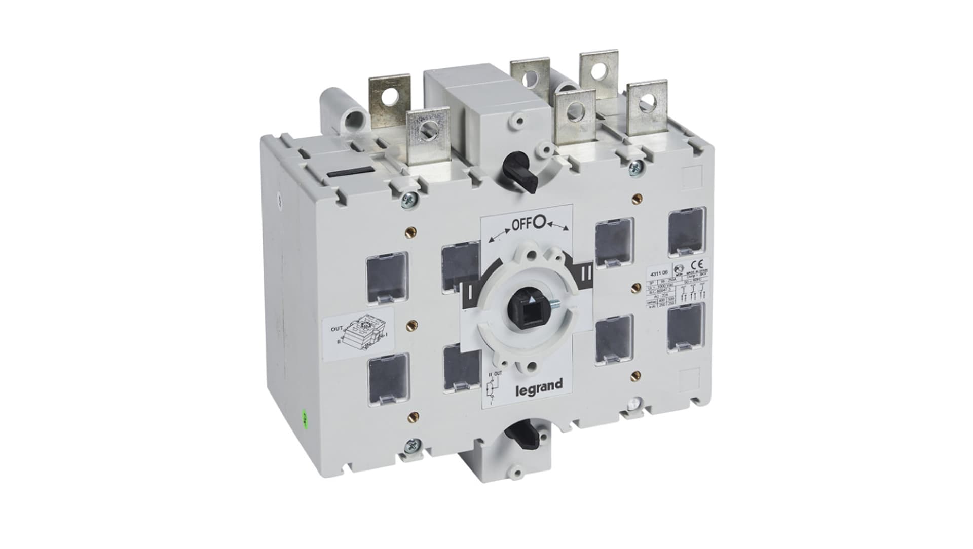 

Przełącznik zasilania I-0-II 250A 3P DCX-M 431106