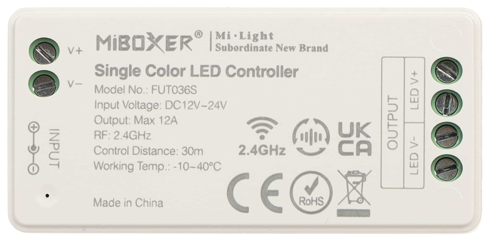

Ściemniacz strefowy RF 12V 144W 12A Mi-light fut036s Strefowy (do 4 stref) odbiornik, Do 4 stref) odbiorni