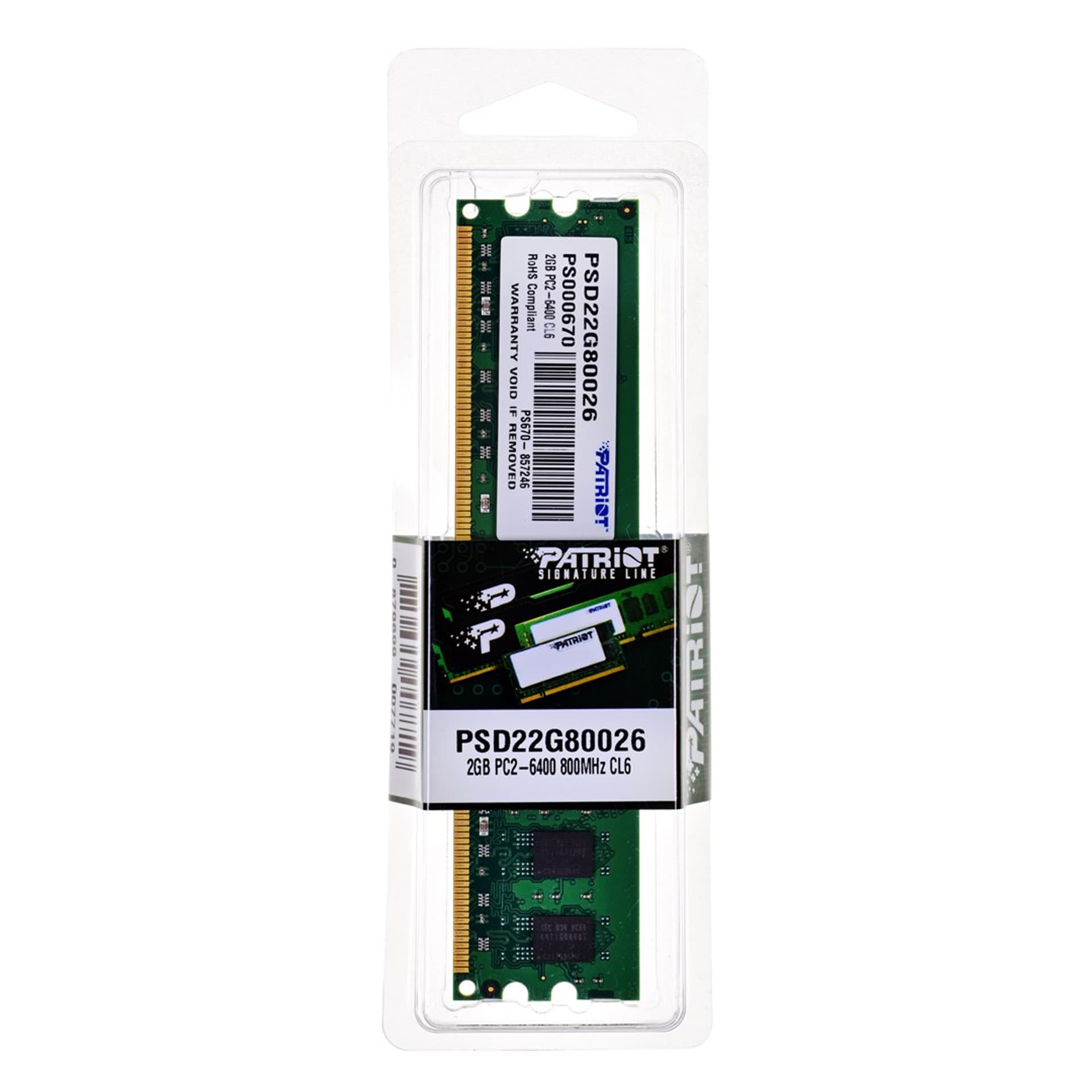 

Pamięć Patriot Memory Signature PSD22G80026 (DDR2 DIMM; 1 x 2 GB; 800 MHz; CL6)