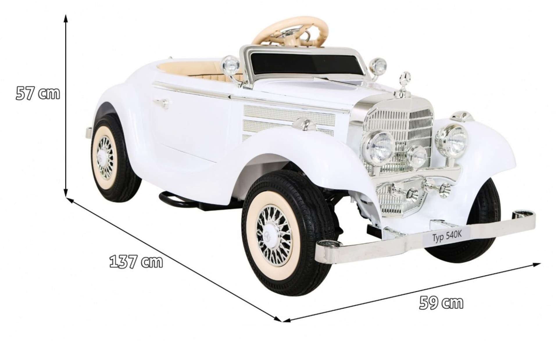 

Mercedes Benz Retro 540A dla dzieci Biały + Tryb "Rodzica" + Pilot + Panel audio + LED