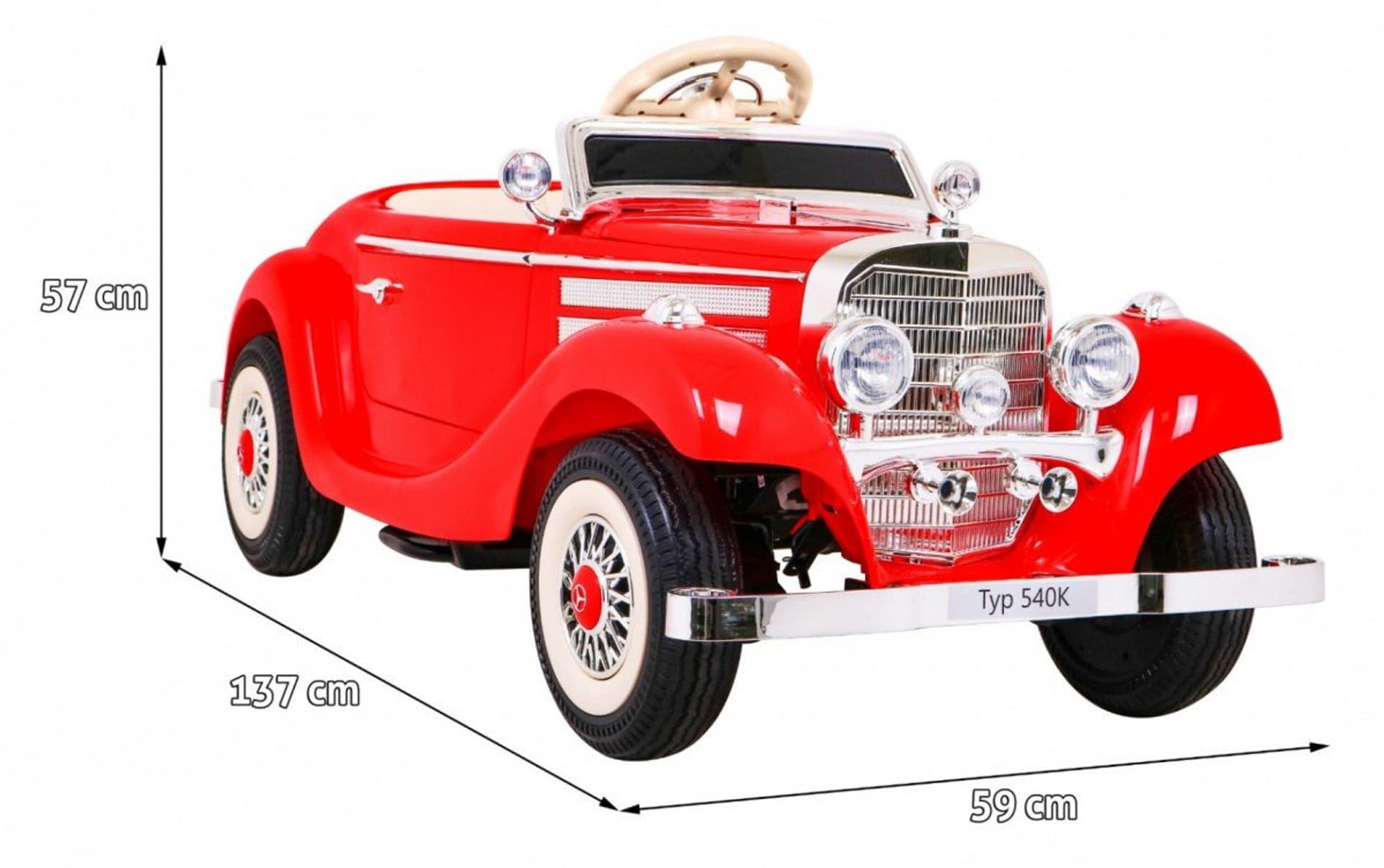 

Mercedes Benz Retro 540A dla dzieci Czerwony + Tryb "Rodzica" + Pilot + Panel audio + LED