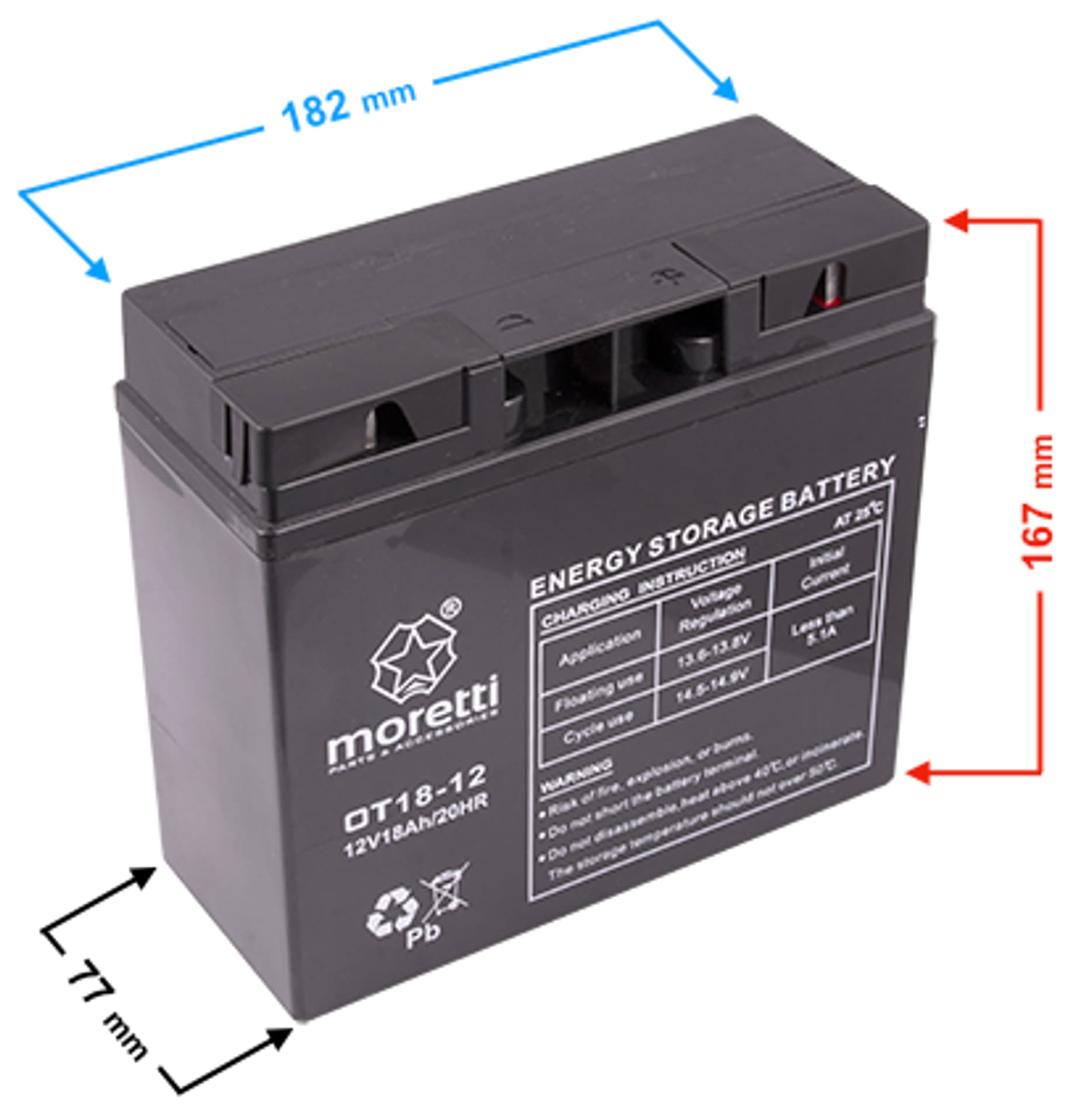 

Akumulator AGM 12V 18Ah do kosiarki (OT 12V/18AH) Moretti, Ot 12v/18ah) morett