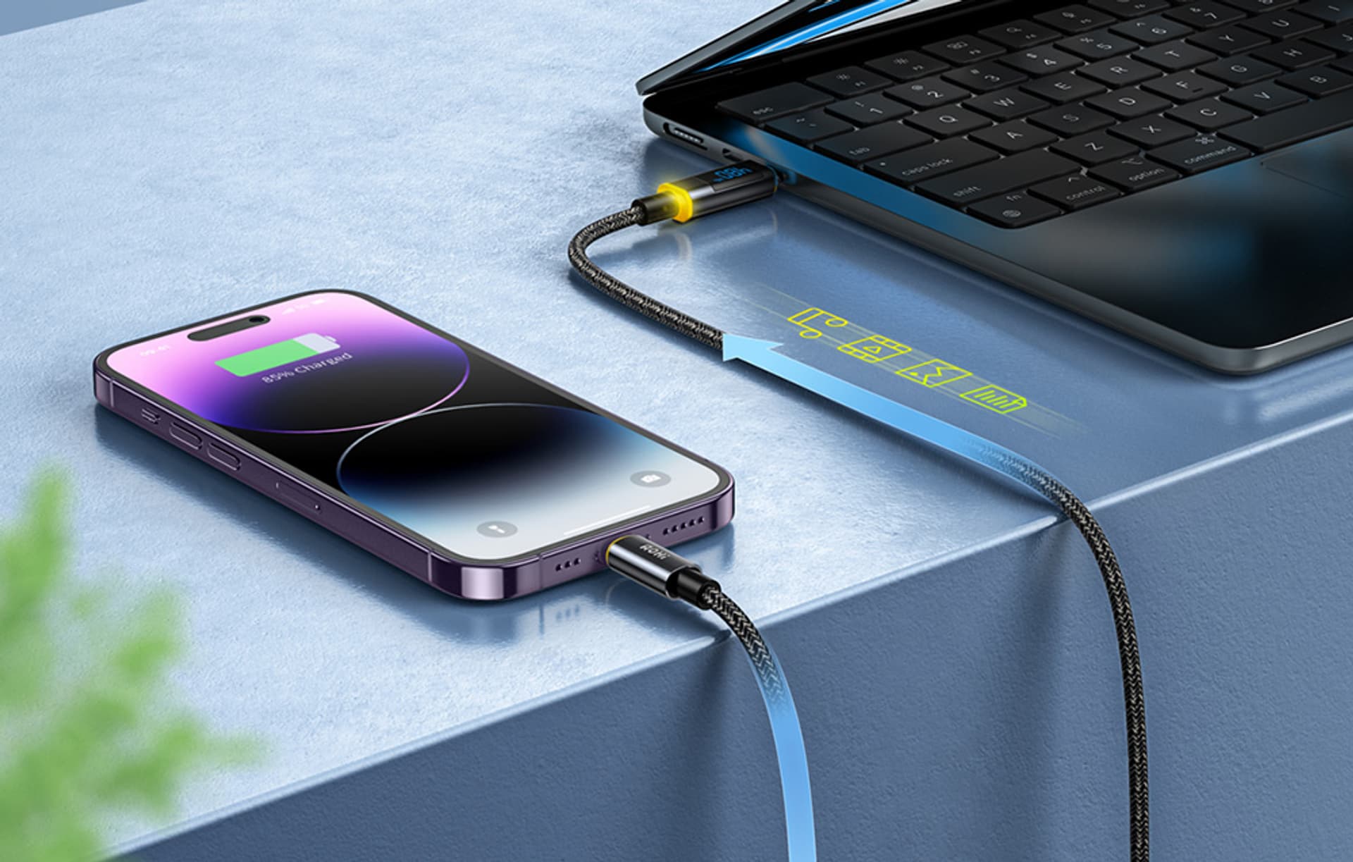 

Kabel USB-C do Lightning AOHI AOC-L009, 27W, 1.2m, z wyświetlaczem (czarny)