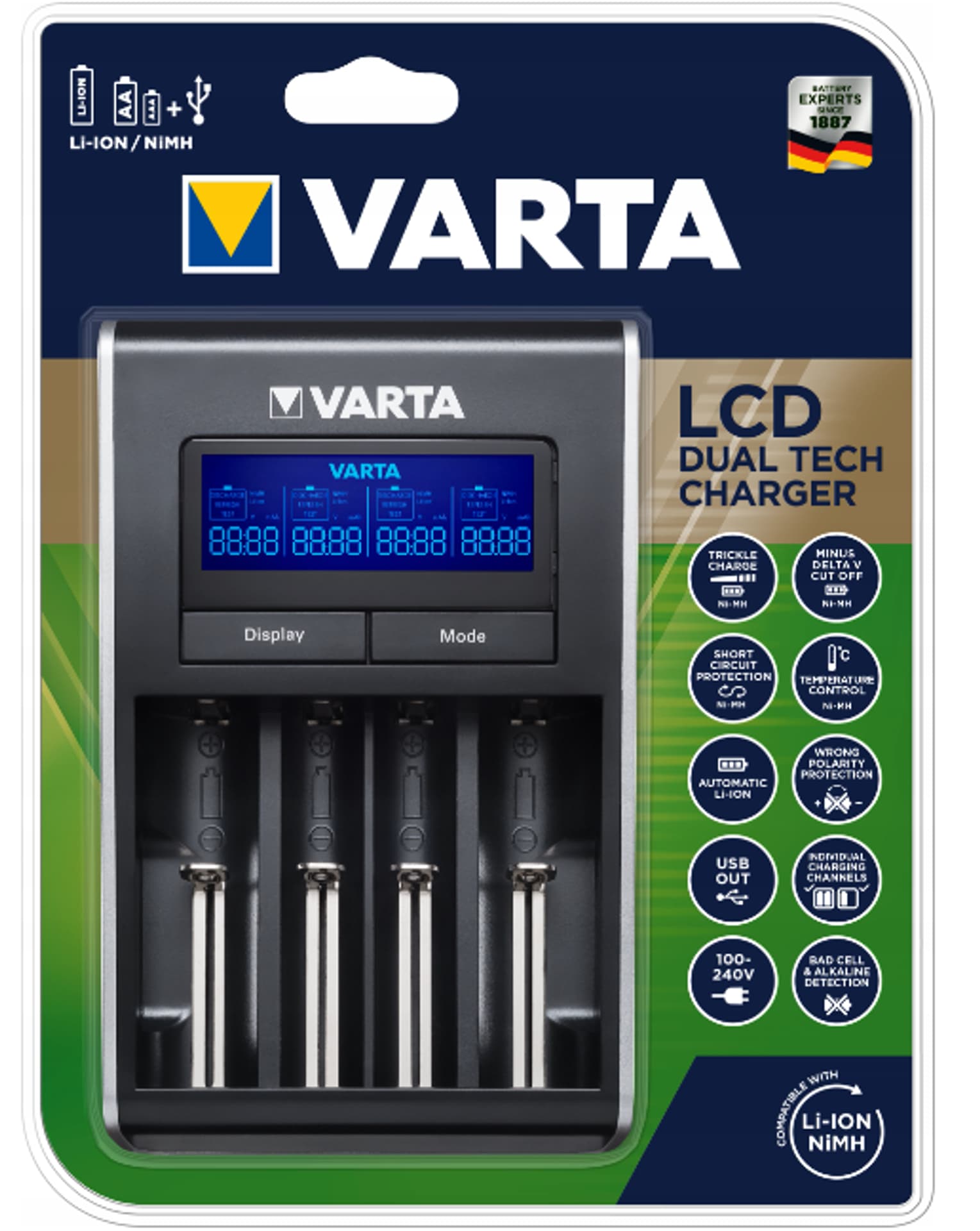 

ŁADOWARKA VARTA LCD DUAL TECH 57676 4,2 V 1000 mA