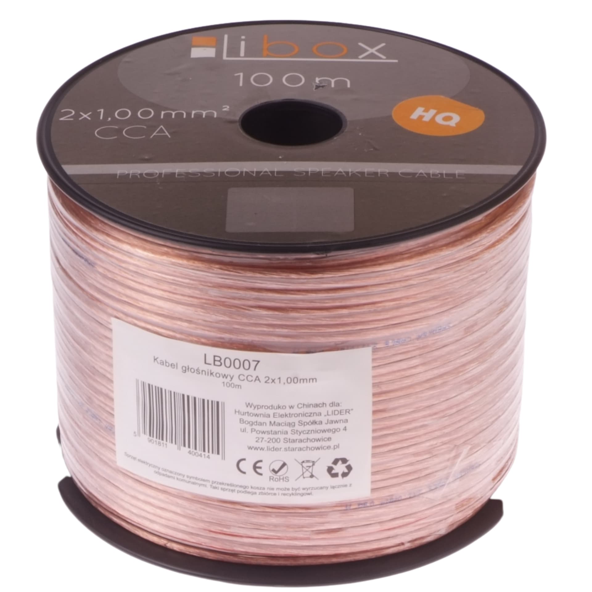 

Przewód głośnikowy CCA 2x1 ECa LB0007 LIBOX /100m/