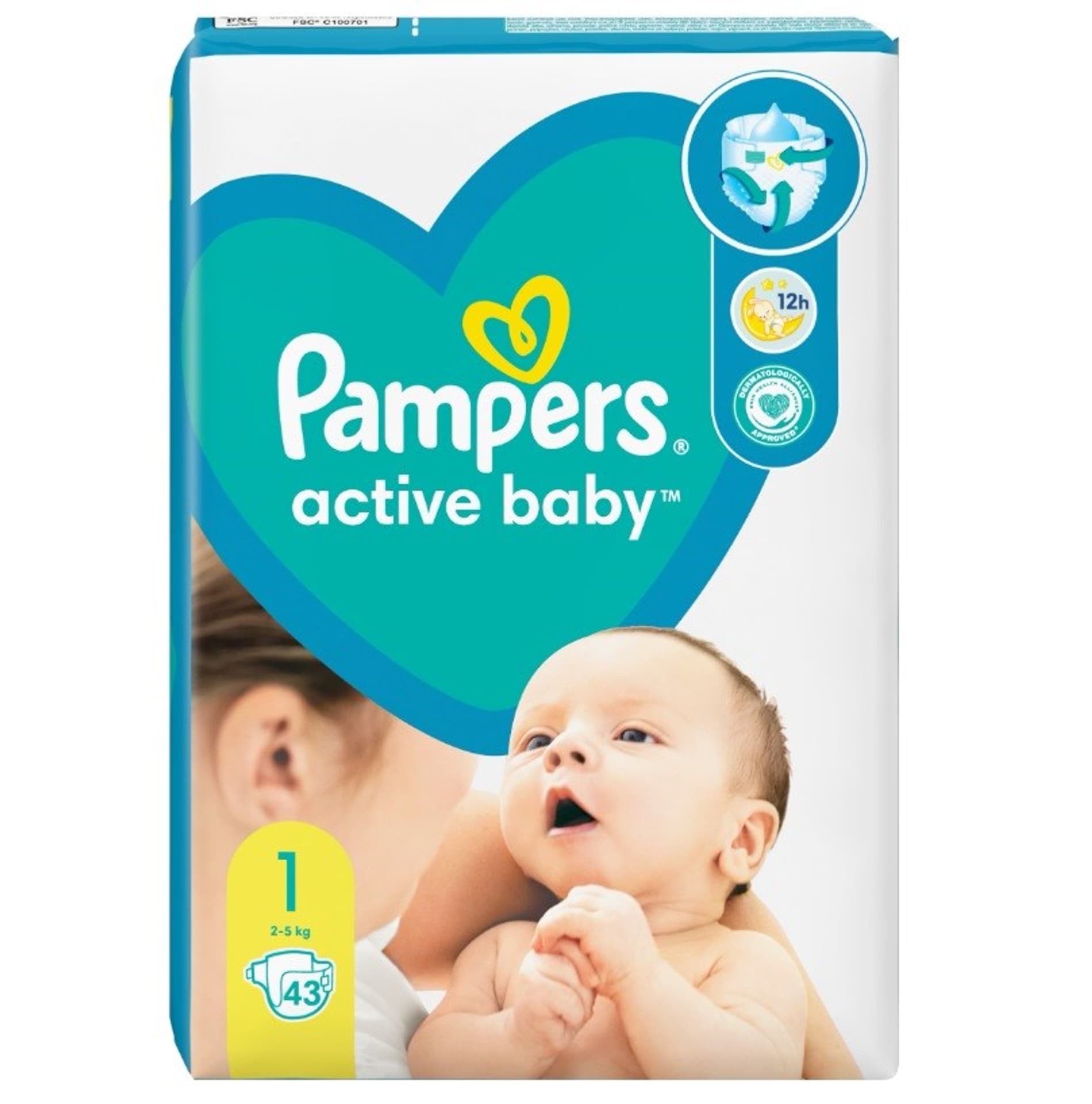 

Pampers Active Baby Pieluszki 2-5kg, rozmiar 1-NEWBORN, 43szt