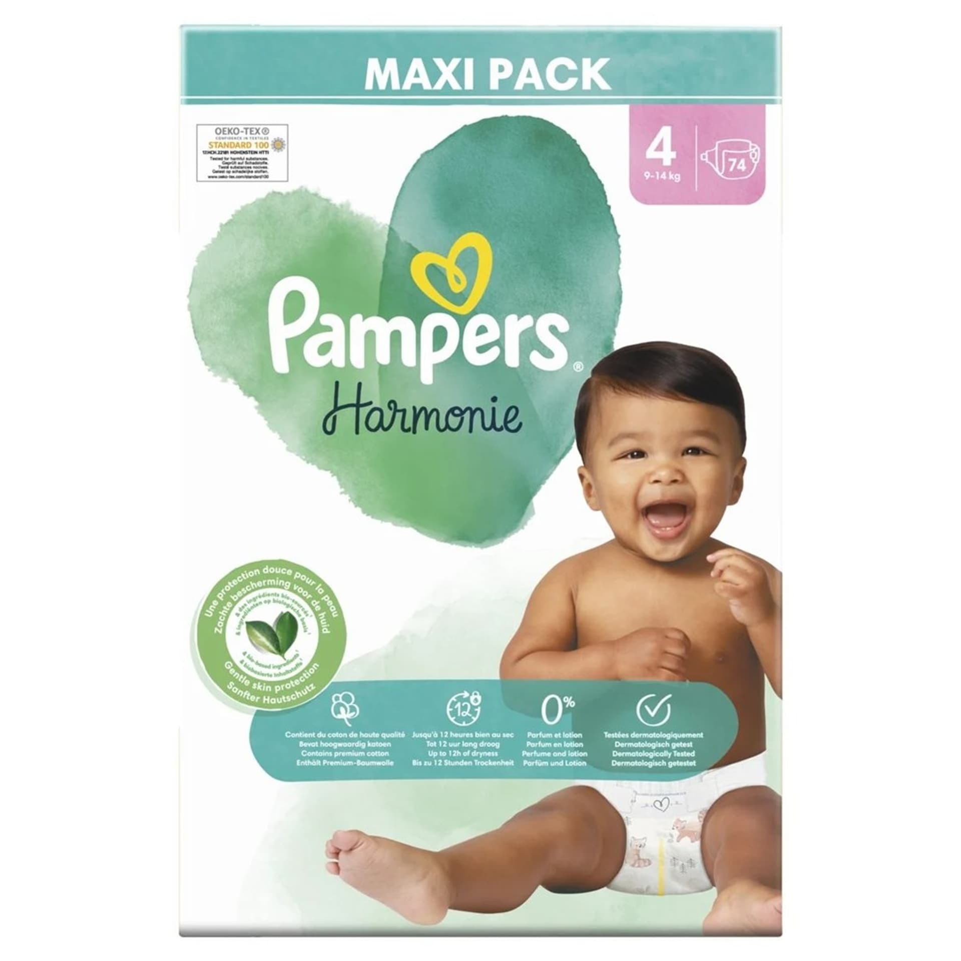 

Pampers Harmonie Baby Pieluszki 9-14kg, rozmiar 4-MAXI, 74szt