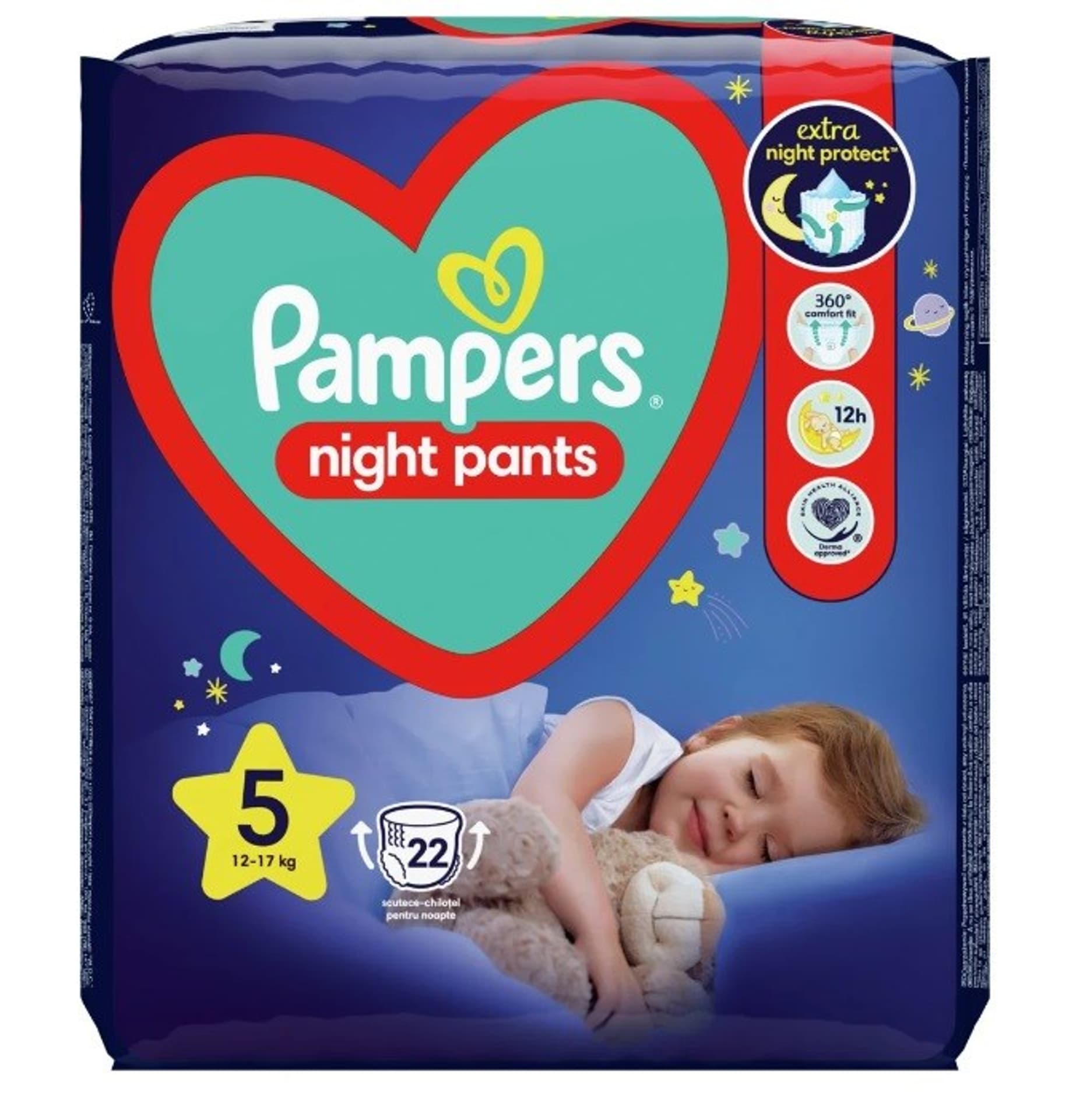 

Pampers Pieluchomajtki Night Pants 12-17kg, rozmiar 5-JUNIOR, 22szt