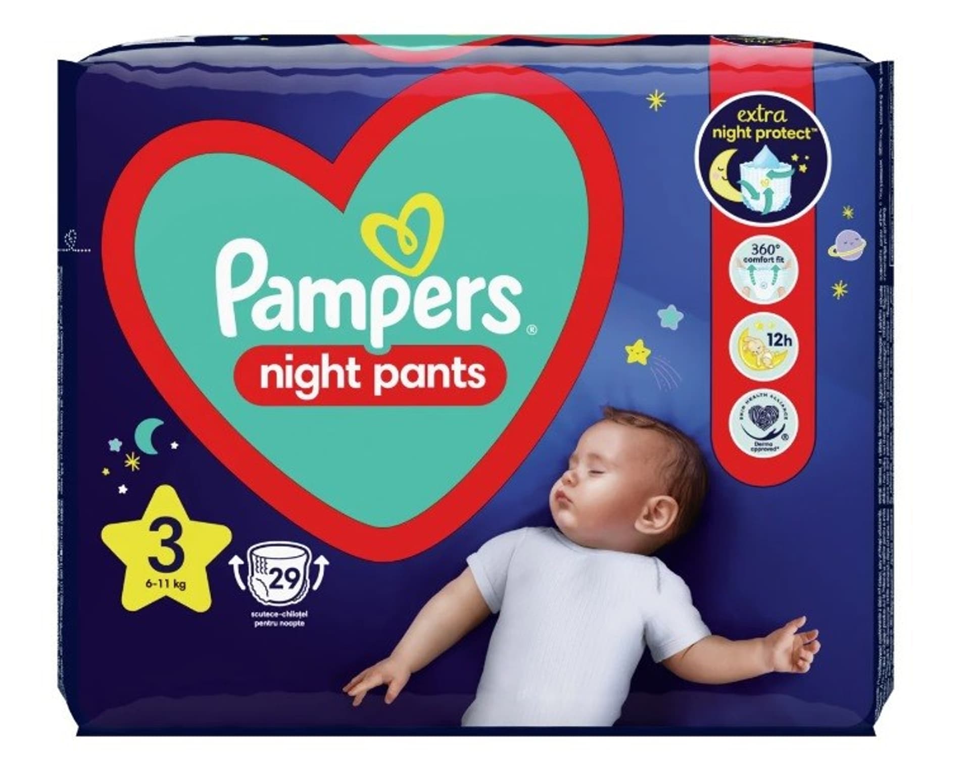

Pampers Pieluchomajtki Night Pants 6-11kg, rozmiar 3-MIDI, 29szt