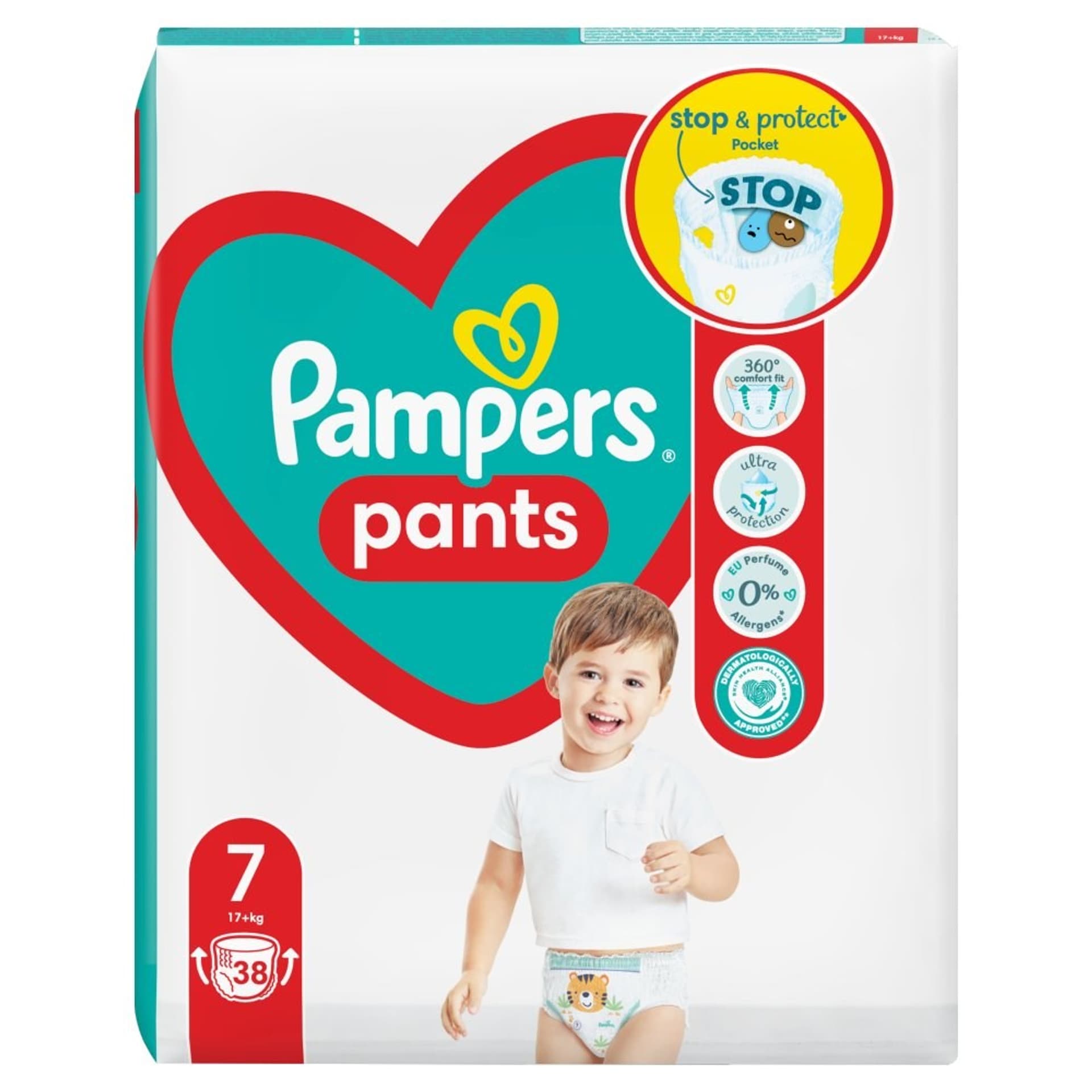 

Pampers Pieluchomajtki 17kg+, rozmiar 7-XXLARGE, 38szt