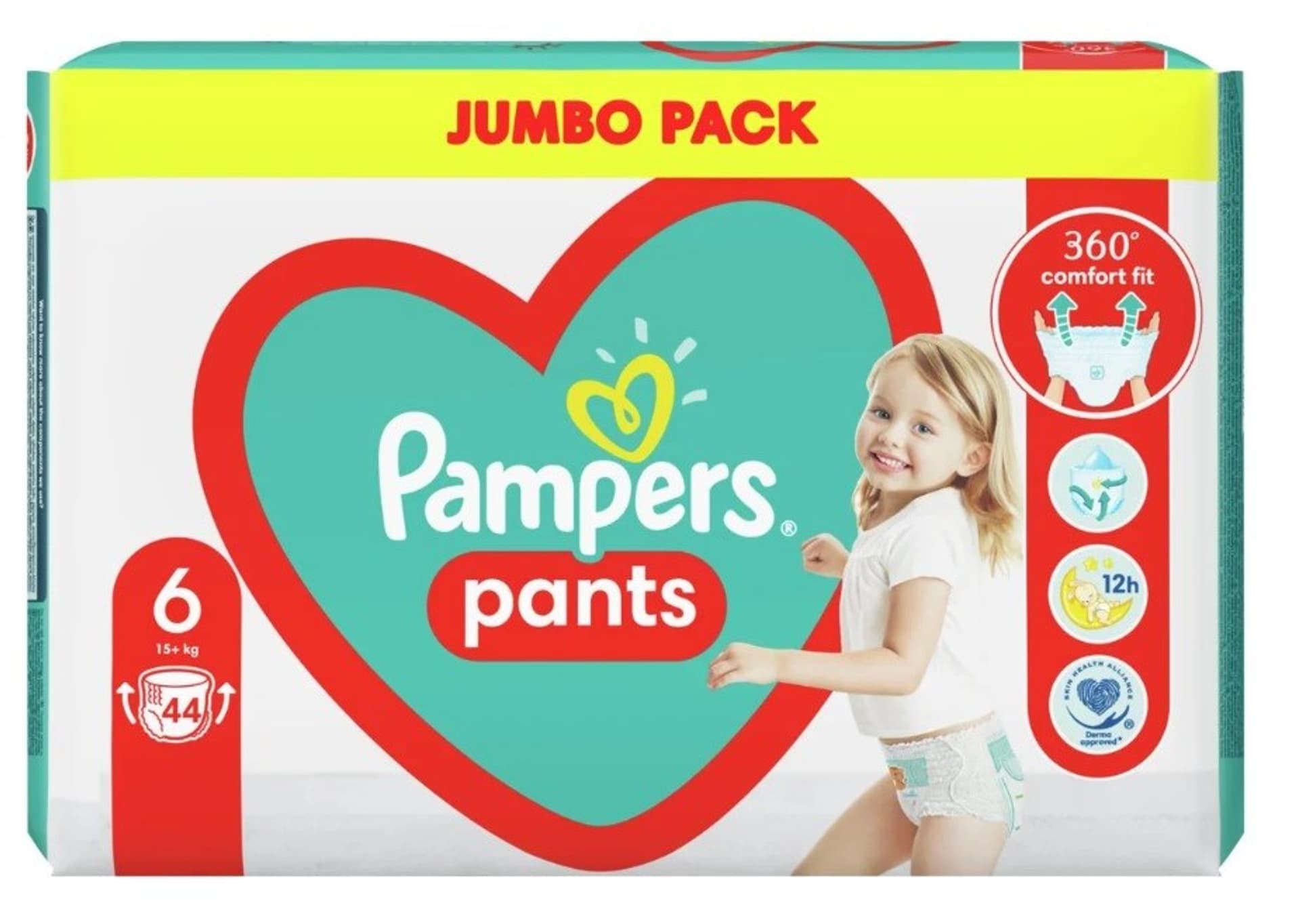 

Pampers Pieluchomajtki 15kg+, rozmiar 6-EXLARGE, 44szt