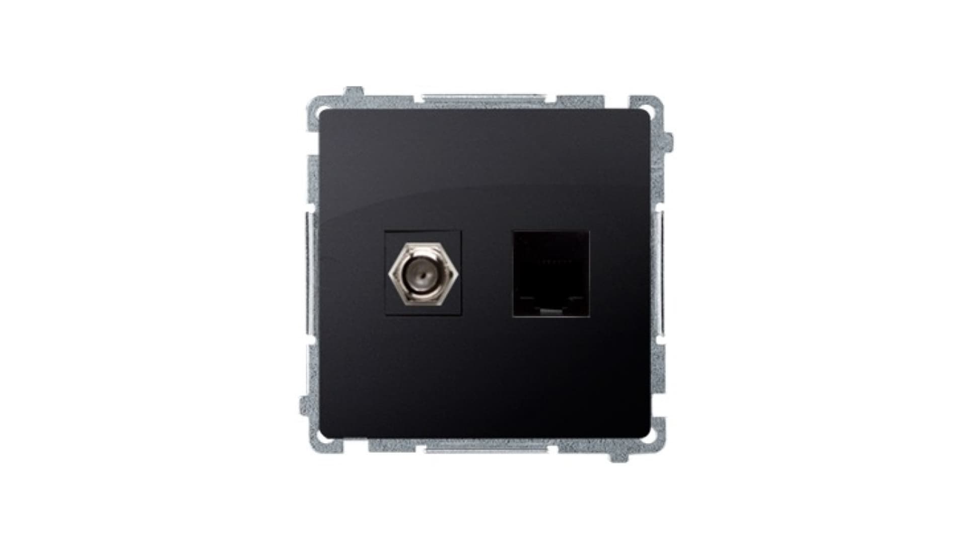 

Simon Basic Gniazdo antenowe typu F + komputerowe RJ45 kat.6 grafit matowy BMAFRJ45.01/28