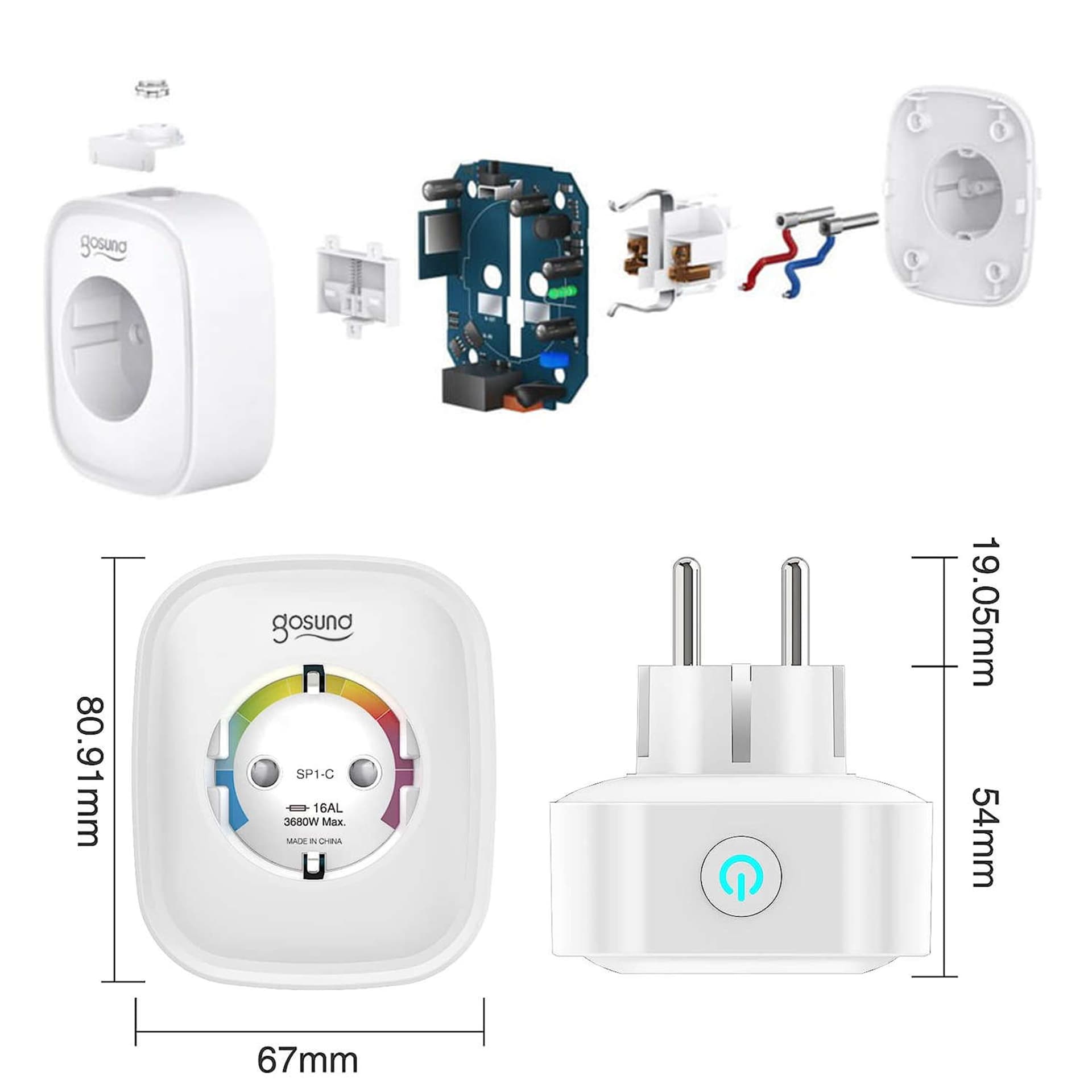 

Inteligentne gniazdko WiFi 2szt Smart Life Tuya Home Kit GOSUND zdalne sterowanie Apple HomeKit Google IFTTT SP1-C Białe