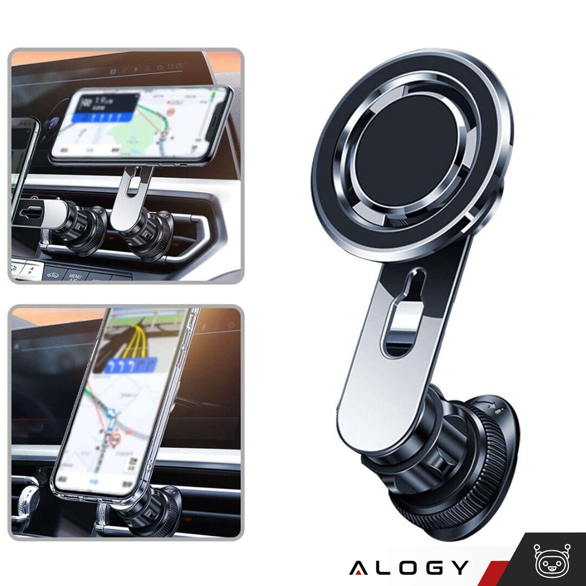 

Uchwyt samochodowy Alogy MagSafe Airvent car holder do iPhone 14 13 12 do MagSafe na kratkę Czarny