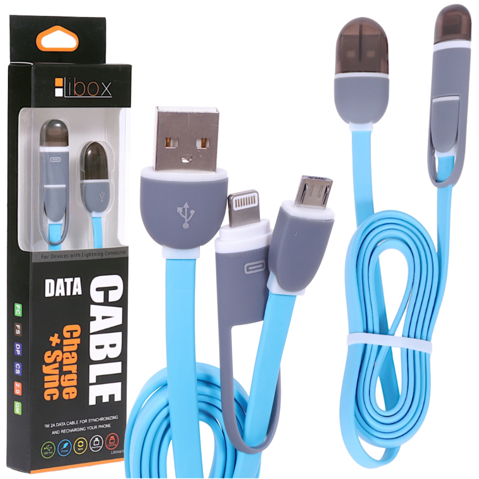 

Przewód USB - microUSB / iPhone 2A 1m LIBOX LB0066N