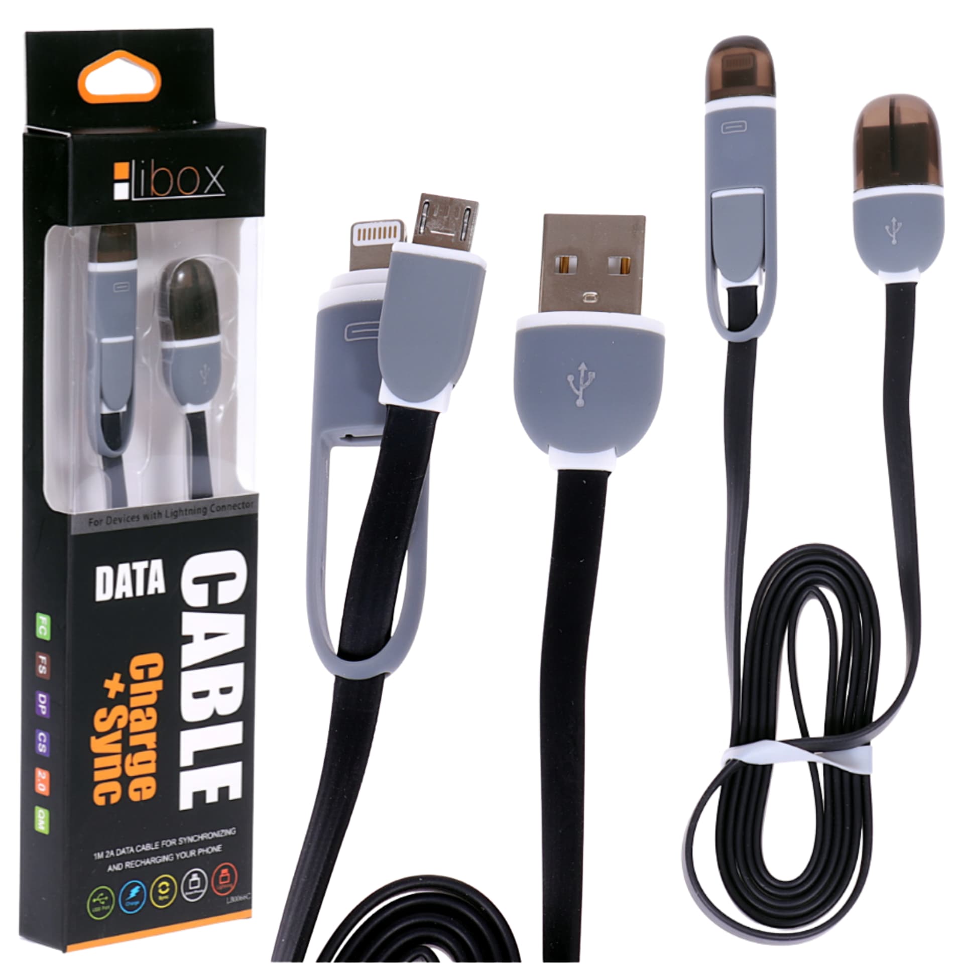 

Przewód USB - microUSB / iPhone 2A 1m LIBOX LB0066C