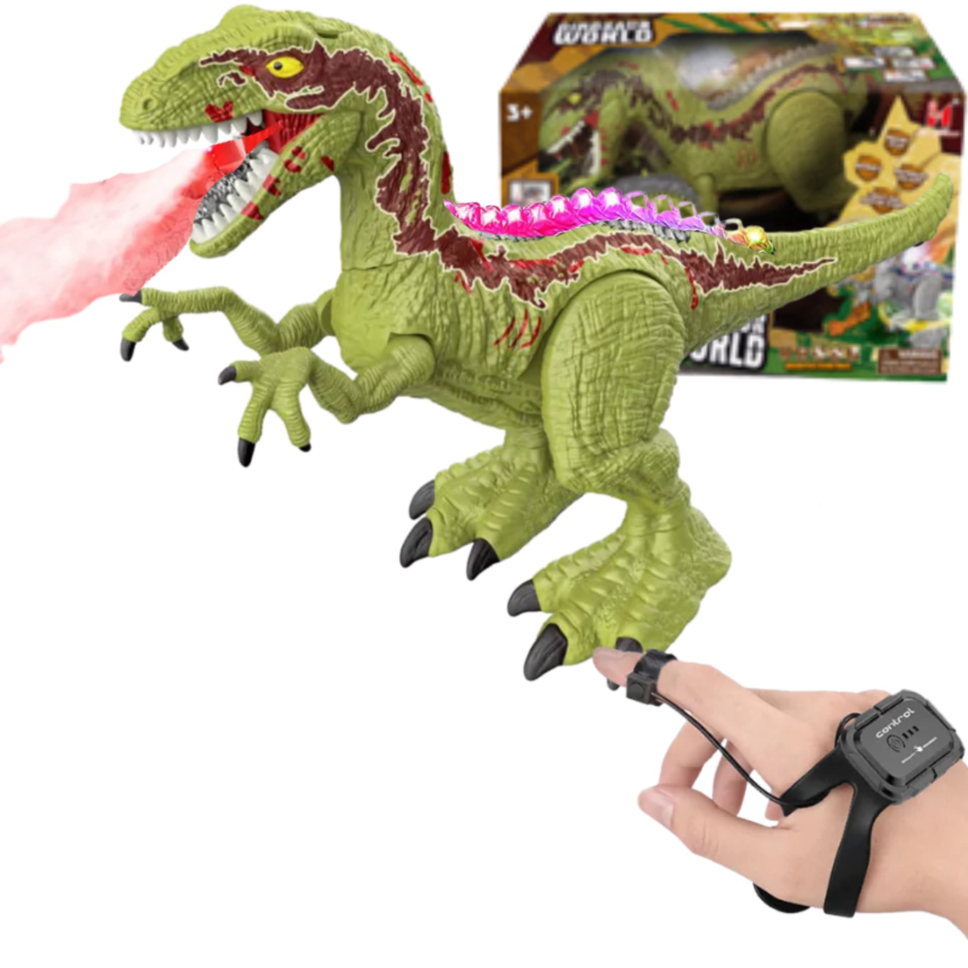 

DINOZAUR ZDALNIE STEROWANY RĘKĄ GESTAMI ZIEJE DUŻY