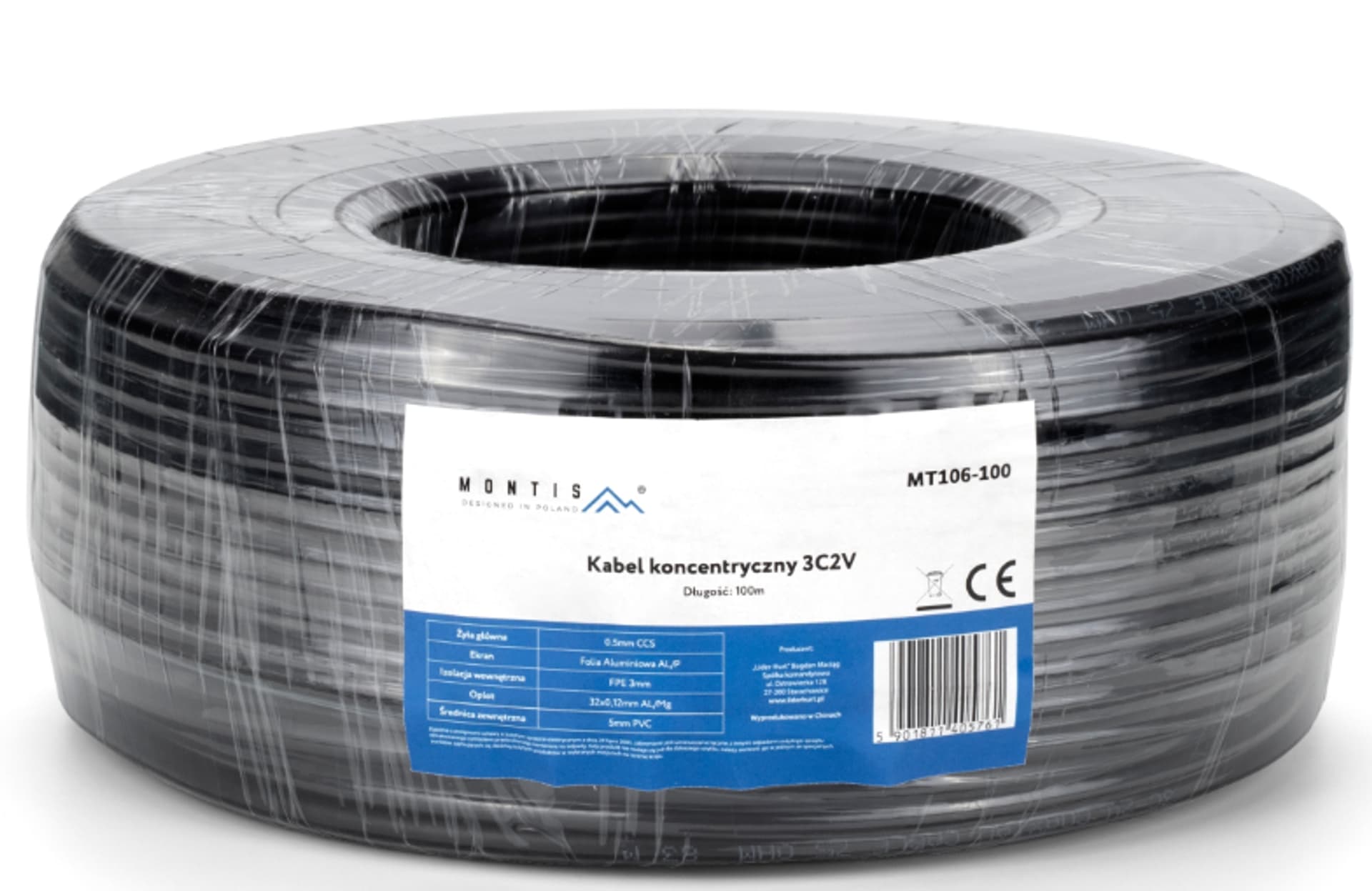 

Kabel koncentryczny 3C2V 100m MT106-100 czarny