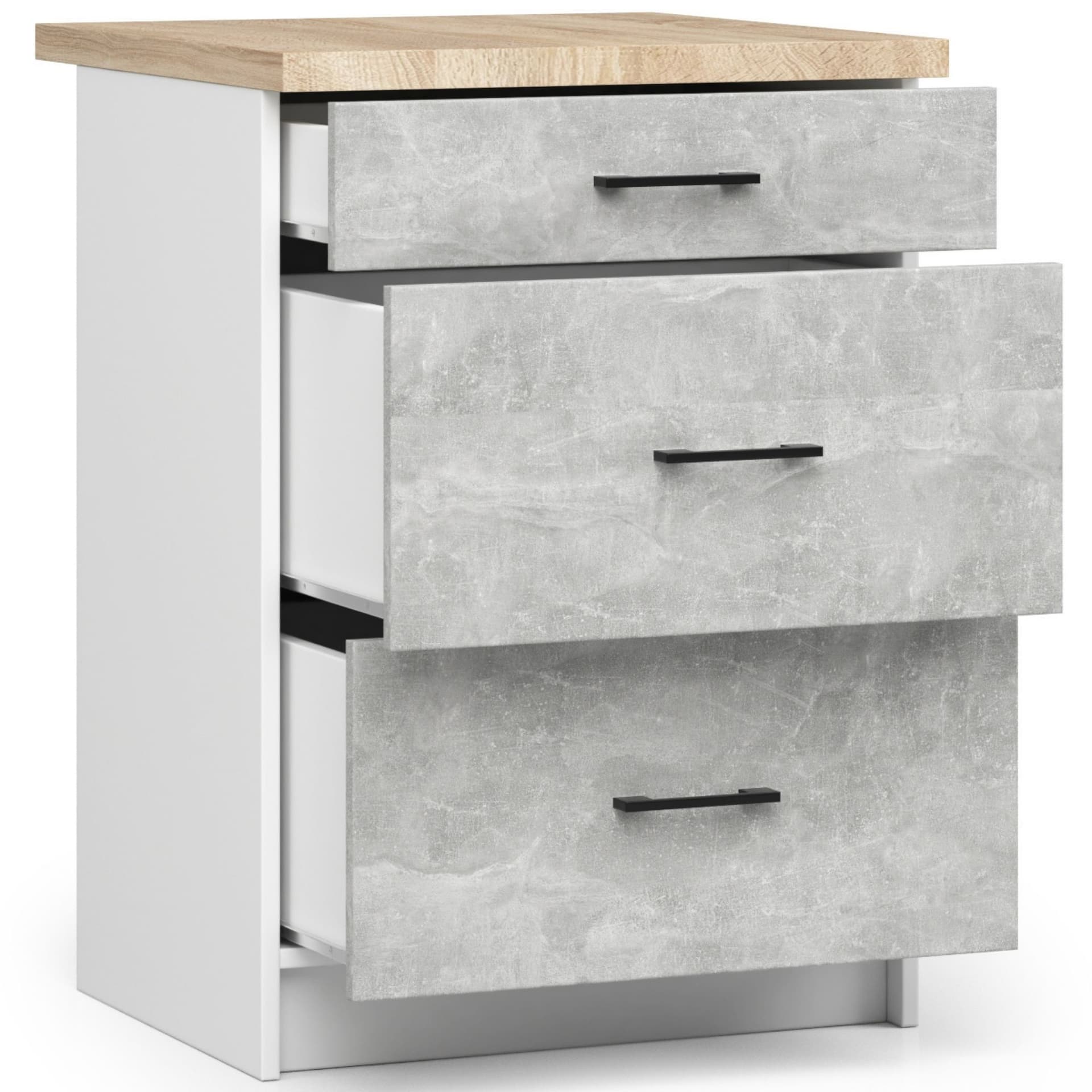 

Szafka OLIWIA S60 3SZ + BLAT BIAŁA / BETON
