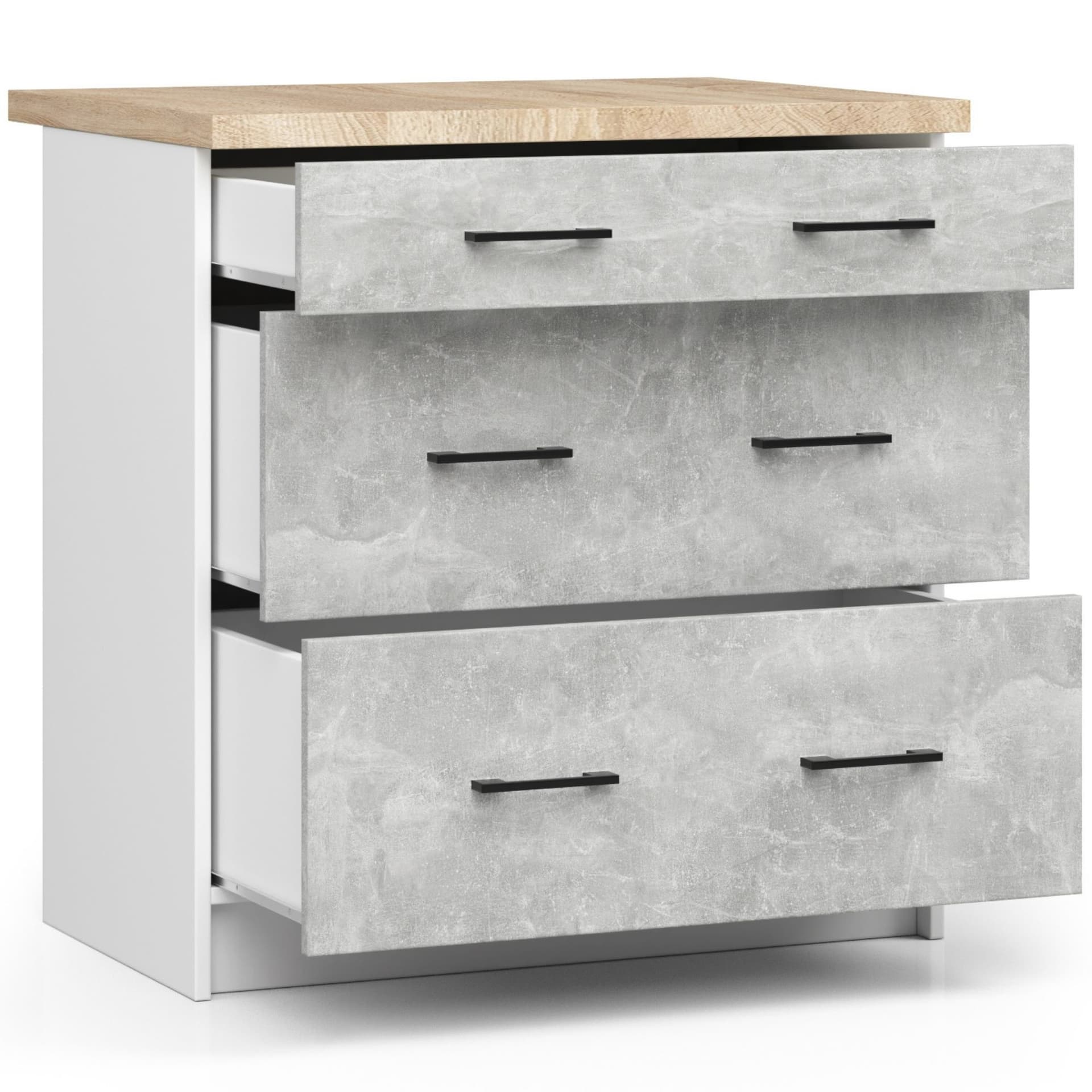 

Szafka OLIWIA S80 3SZ + BLAT BIAŁA / BETON