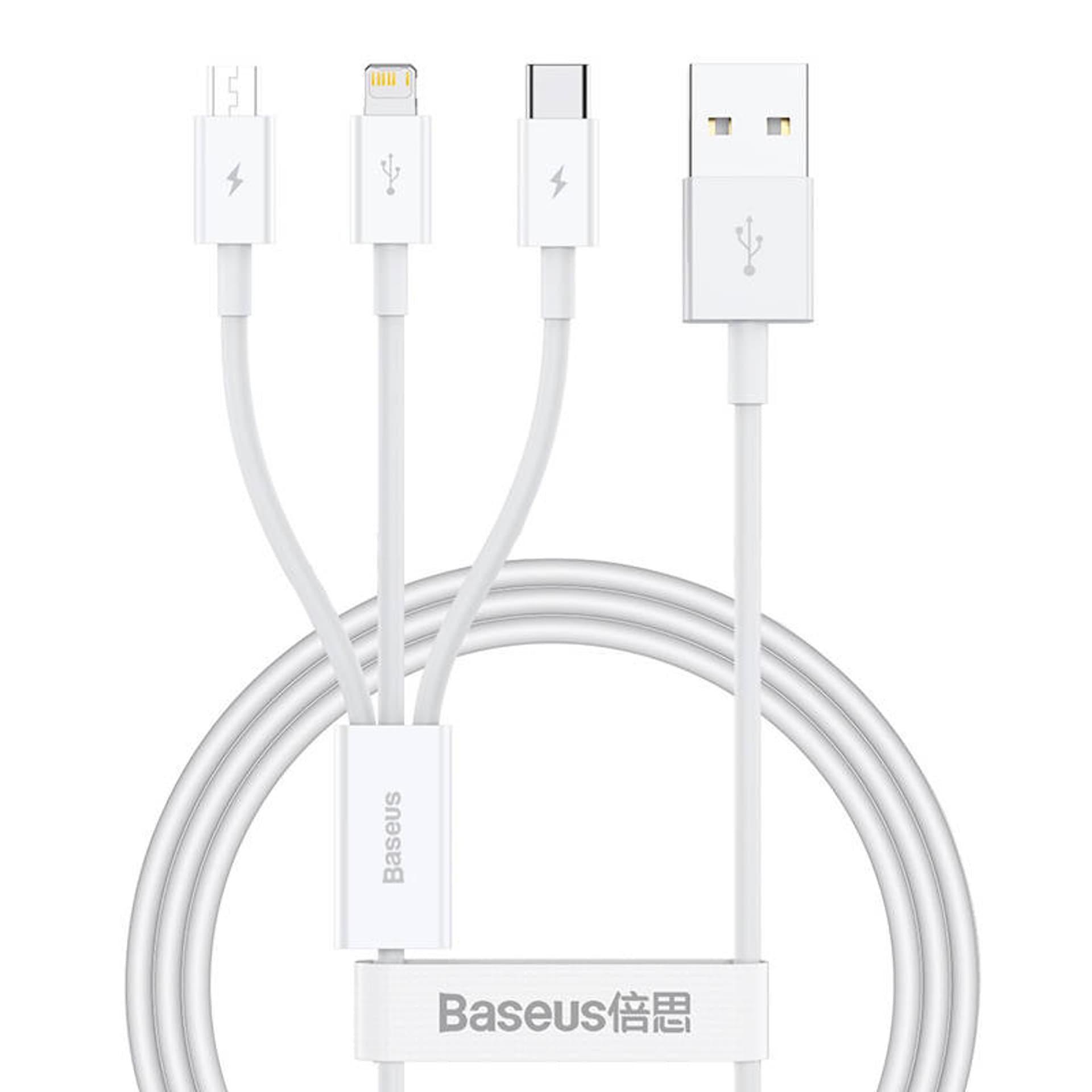 

Kabel szybkiego ładowania Baseus Superior Data USB do M+L+C 3.5A 1M(White)