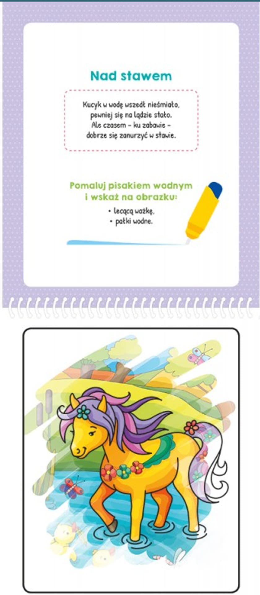 

KOLOROWANKA Z PISAKIEM WODNYM KUCYKI MALUJ WODĄ