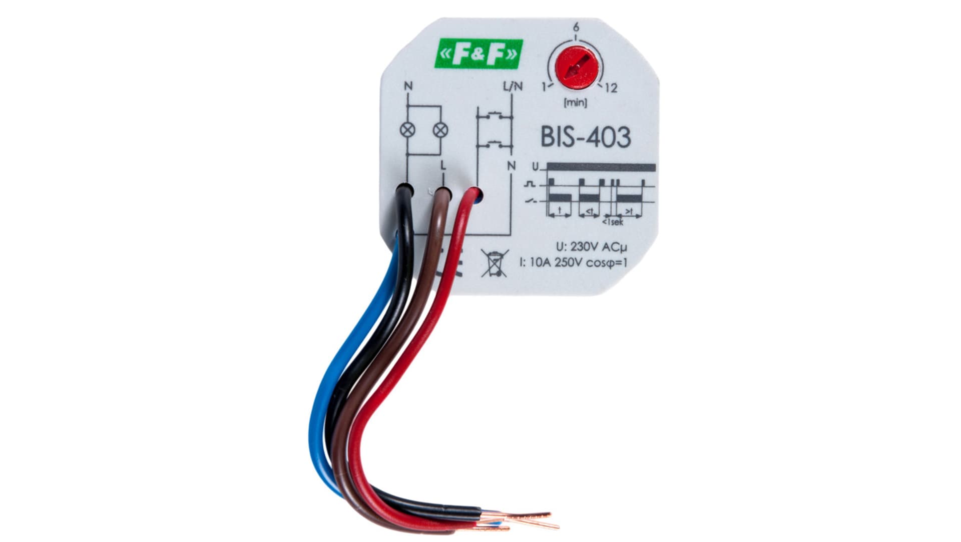 

Przekaźnik impulsowy z wyłącznikiem czasowym 10A 230V AC 2Z BIS-403