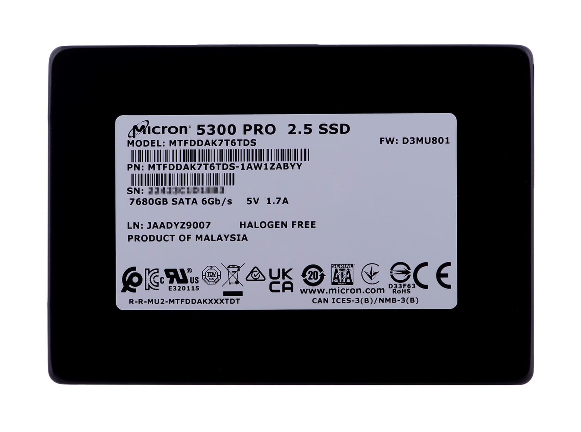 

Micron 5300 PRO 7.68TB SATA MTFDDAK7T6TDS