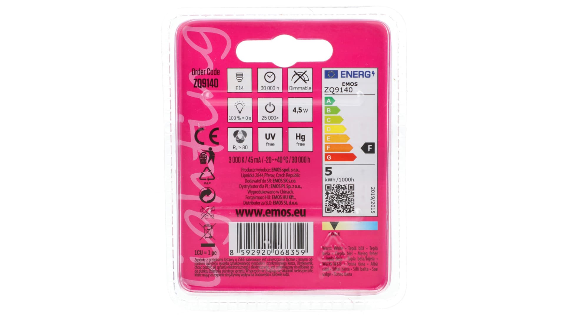 

Żarówka LED do okapu 4,5W E14 470lm 3000K CLASSIC ZQ9140