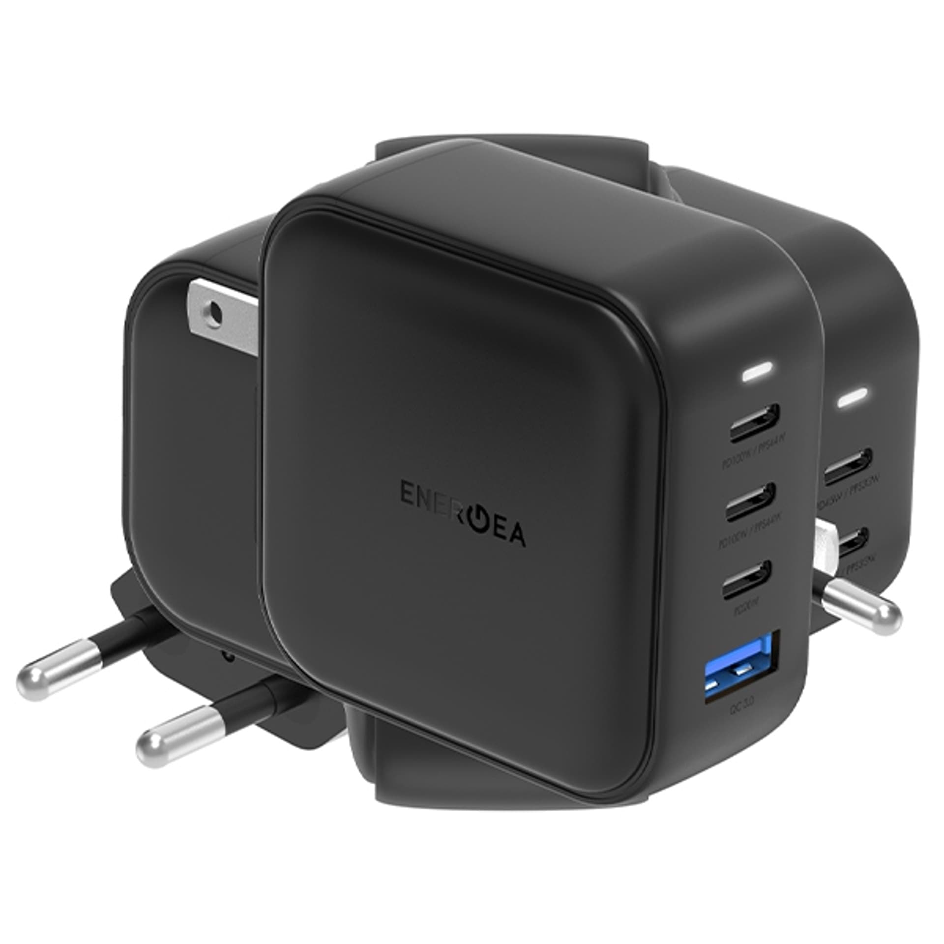 

ENERGEA ład. siec. 1xUSB+3xUSB-C PD-PPS-QC 3.0 100W 3C1A czarny/black US+EU Travelite GAN100