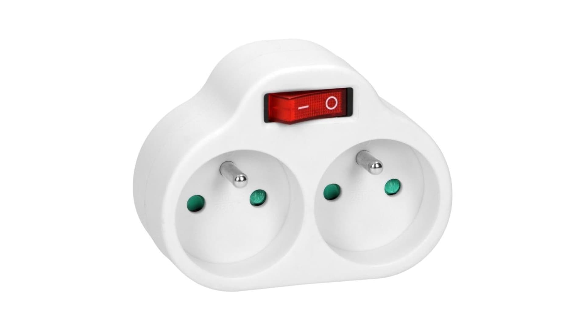 

Rozgałęźnik 2x2P+Z z włącznikiem, biały