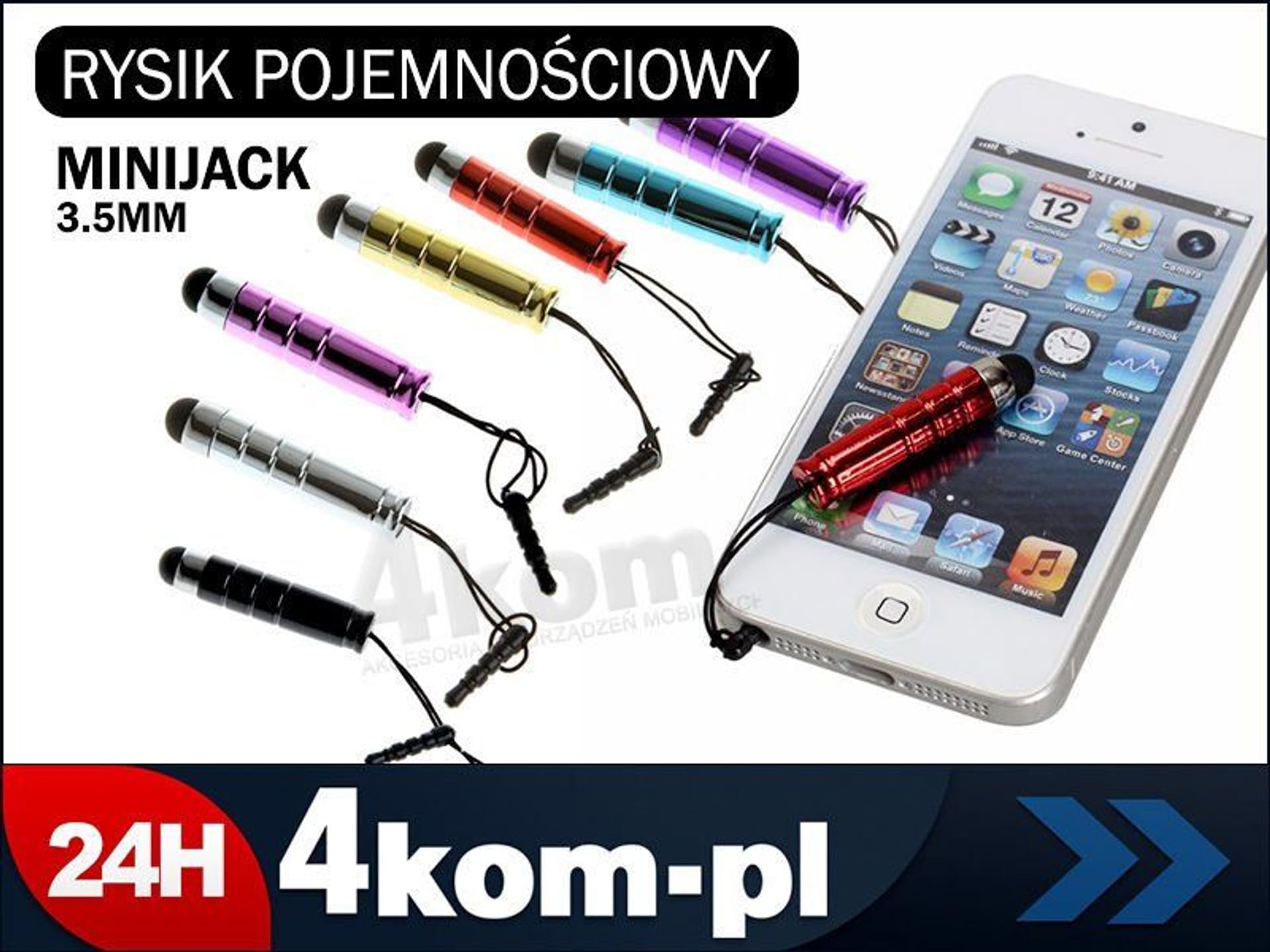 

Rysik do ekranów dotykowych z zawieszką mini jack Telefon Tablet WIELOKOLOR