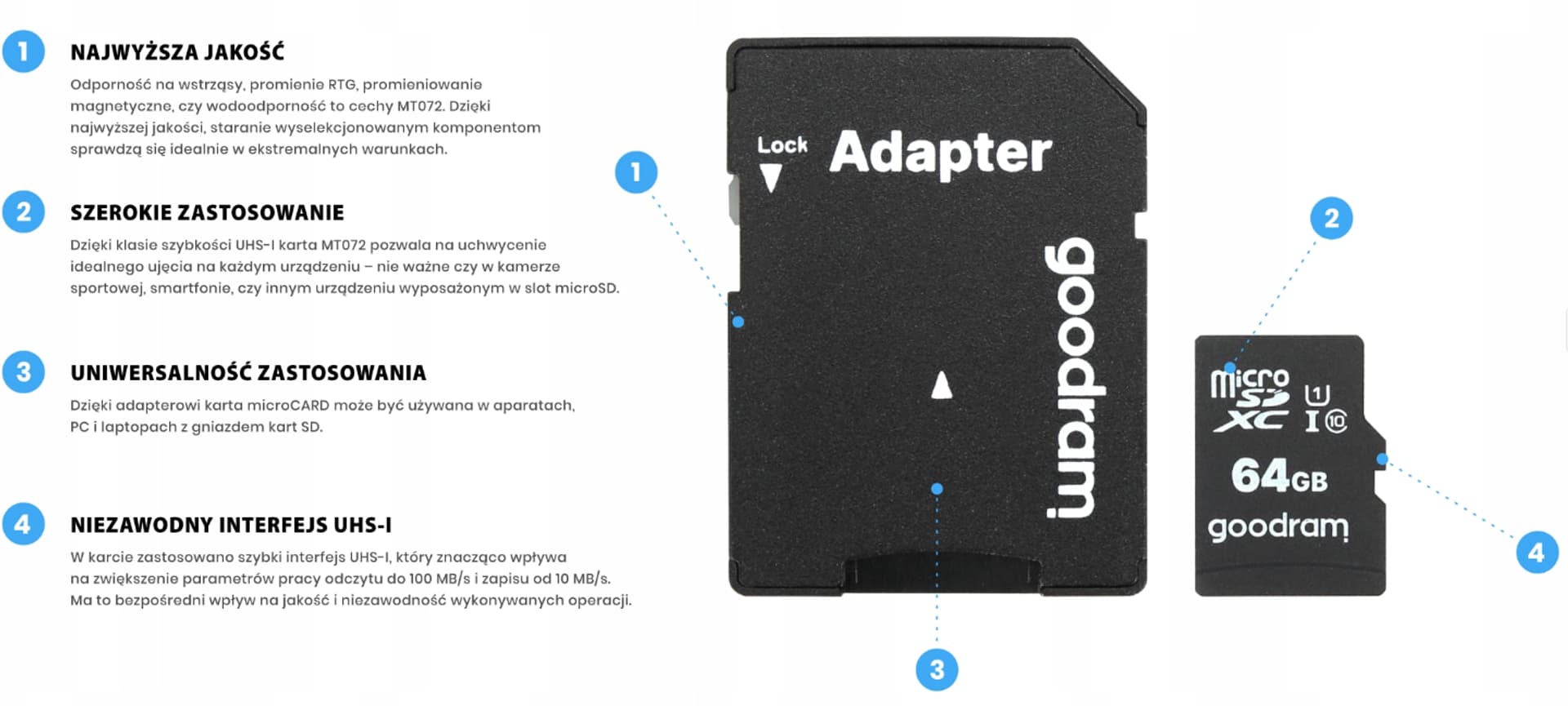 

KARTA PAMIĘCI MICROSD 64GB CL10+ADAPTER MT072-64