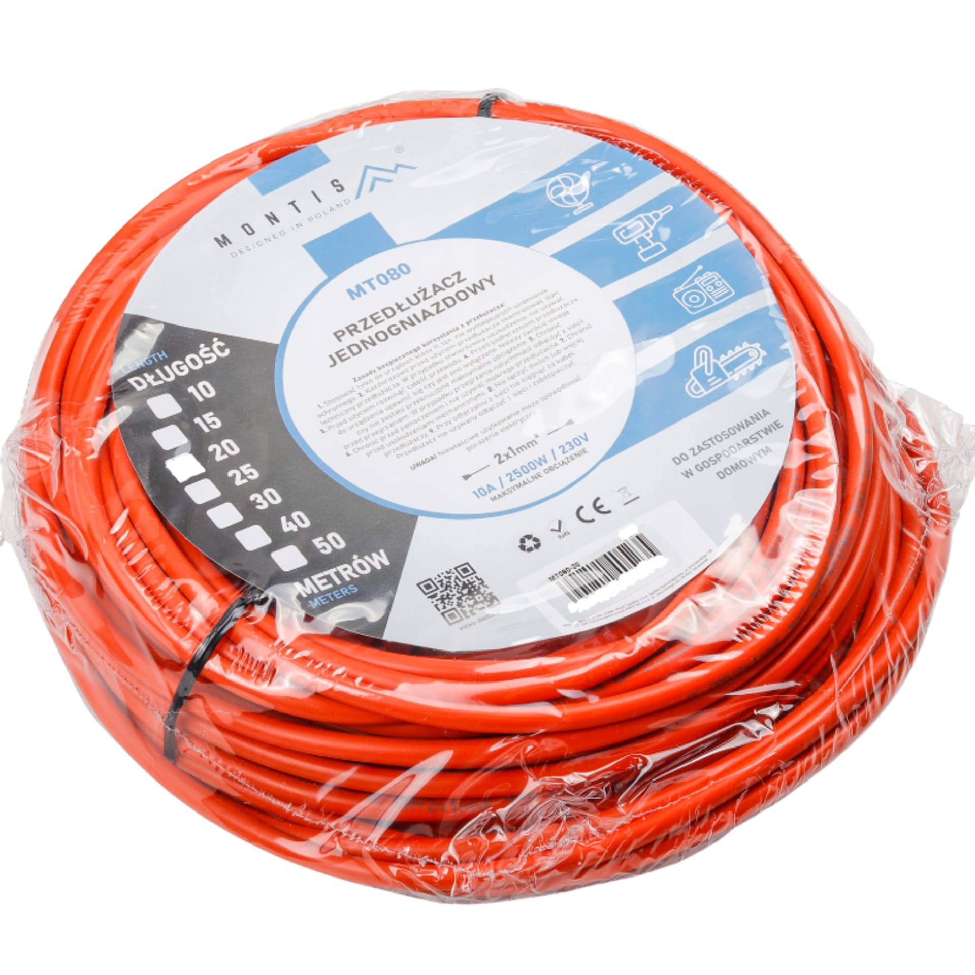 

PRZEDŁUŻACZ OGRODOWY 10m 2x1mm MT080-10 BUDOWLANY