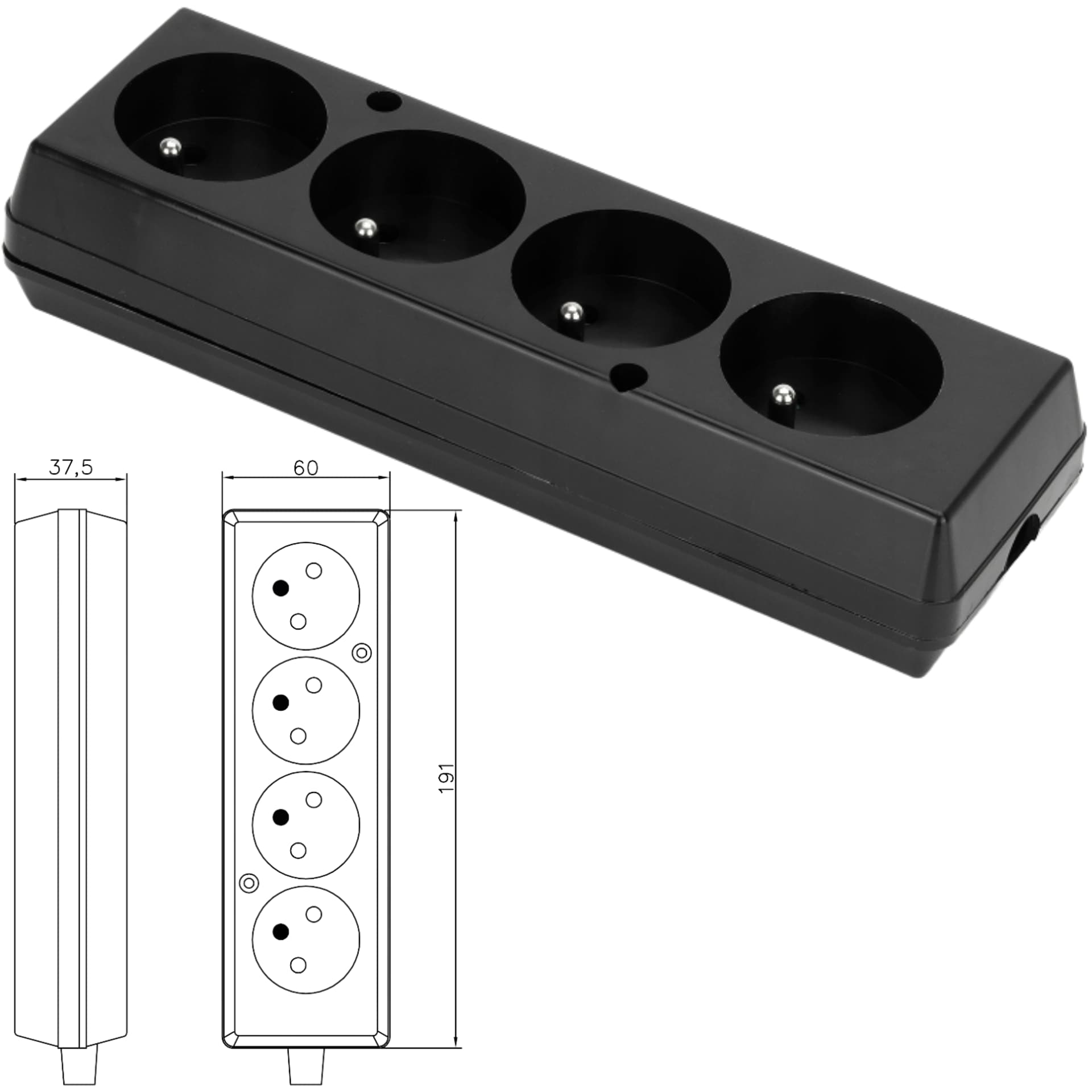 

GNIEZDO WTYCZKOWE CZTEROKROTNE GN-470 MT088-C IP20