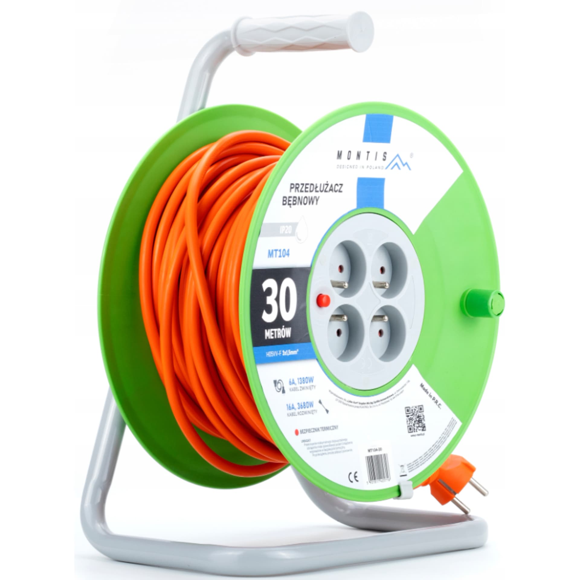 

PRZEDŁUŻACZ BĘBNOWY MT104-30 16A 3680W 3x1,5 30m