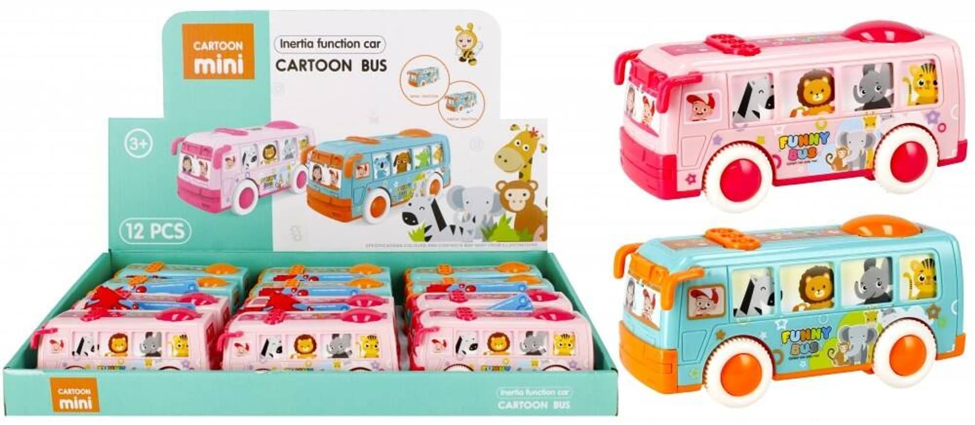 

AUTOBUS CARTOON 12CM PULL&BACK ZABAWKA DLA DZIECI