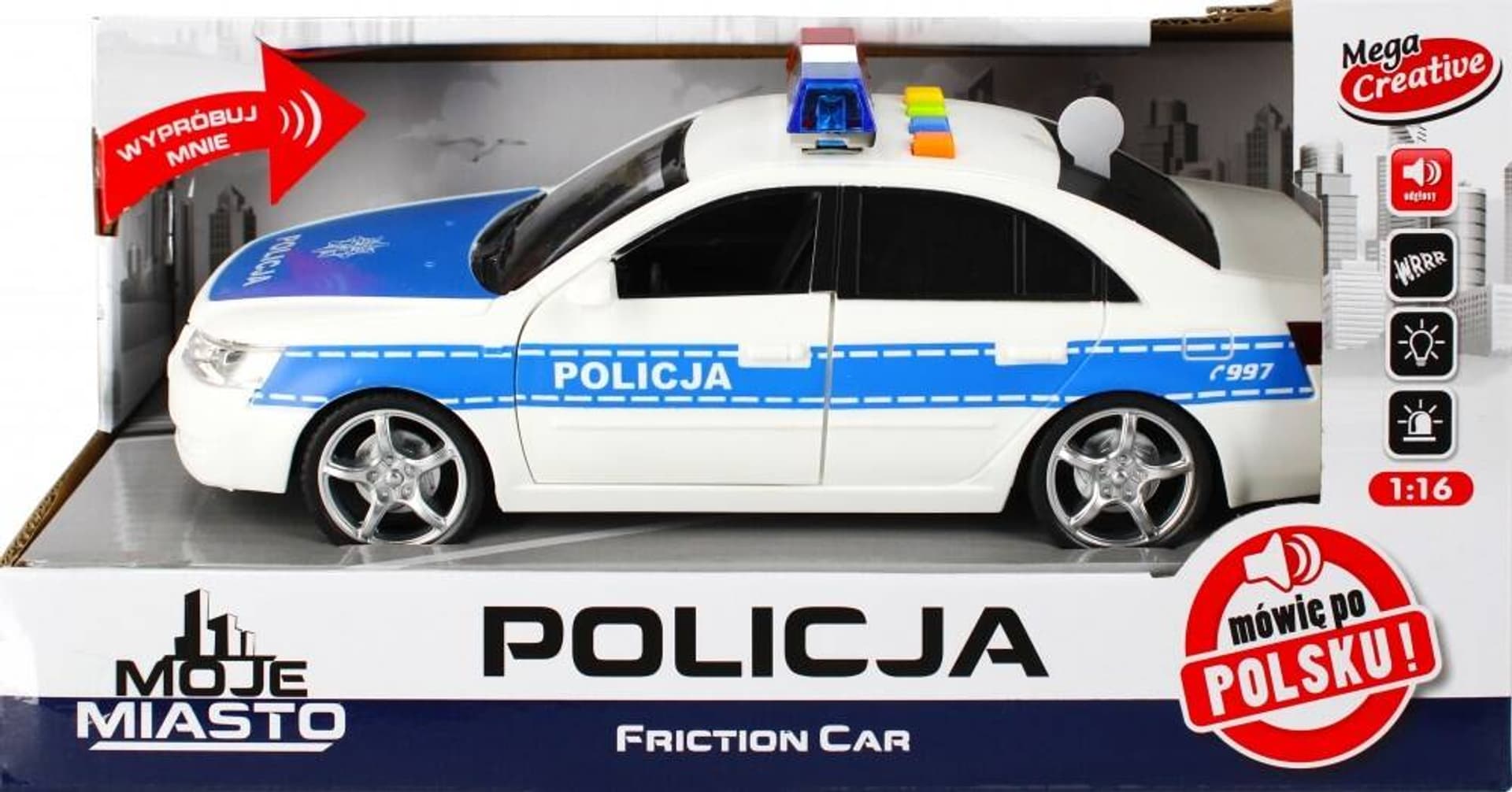 

AUTO POLICJA FUNKCJE ŚWIETLNE I DŹWIĘKOWE RADIOWÓZ