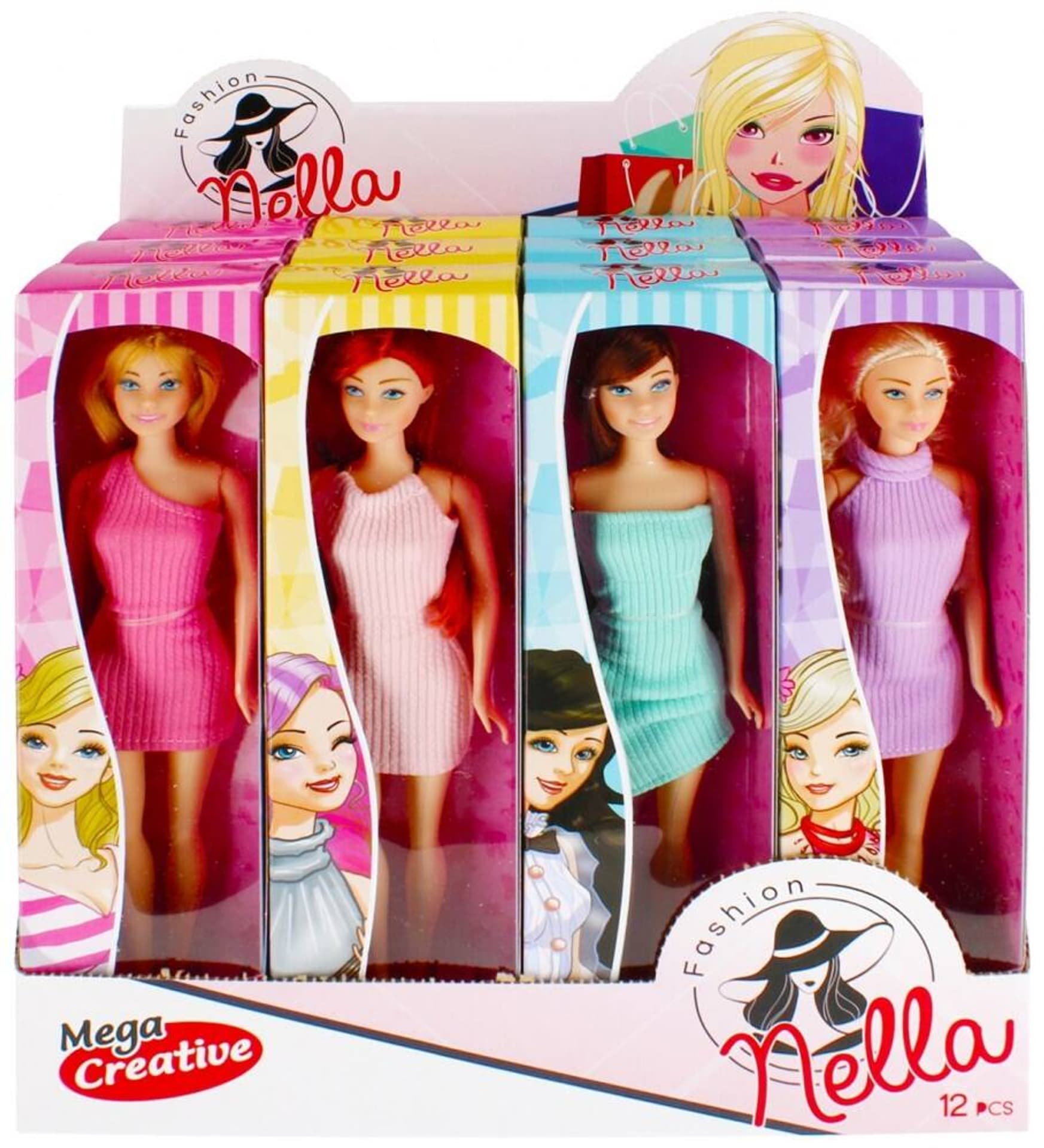 

LALKA NELLA 29CM W KOLOROWEJ SUKIENCE RUCHOME RĘCE