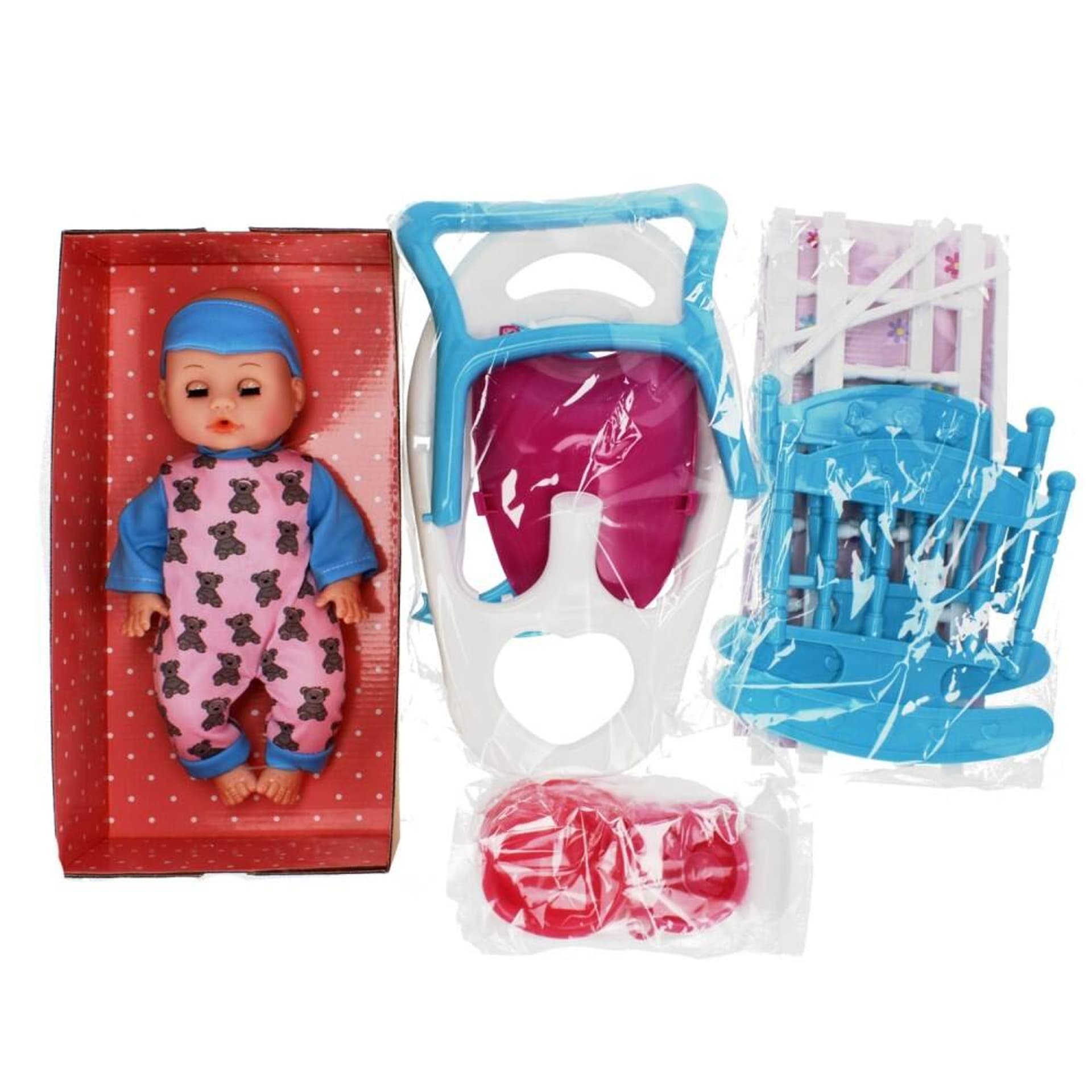 

Lalka Bobas 35cm z akcesoriami z łóżeczkiem MEGA CREATIVE 481525
