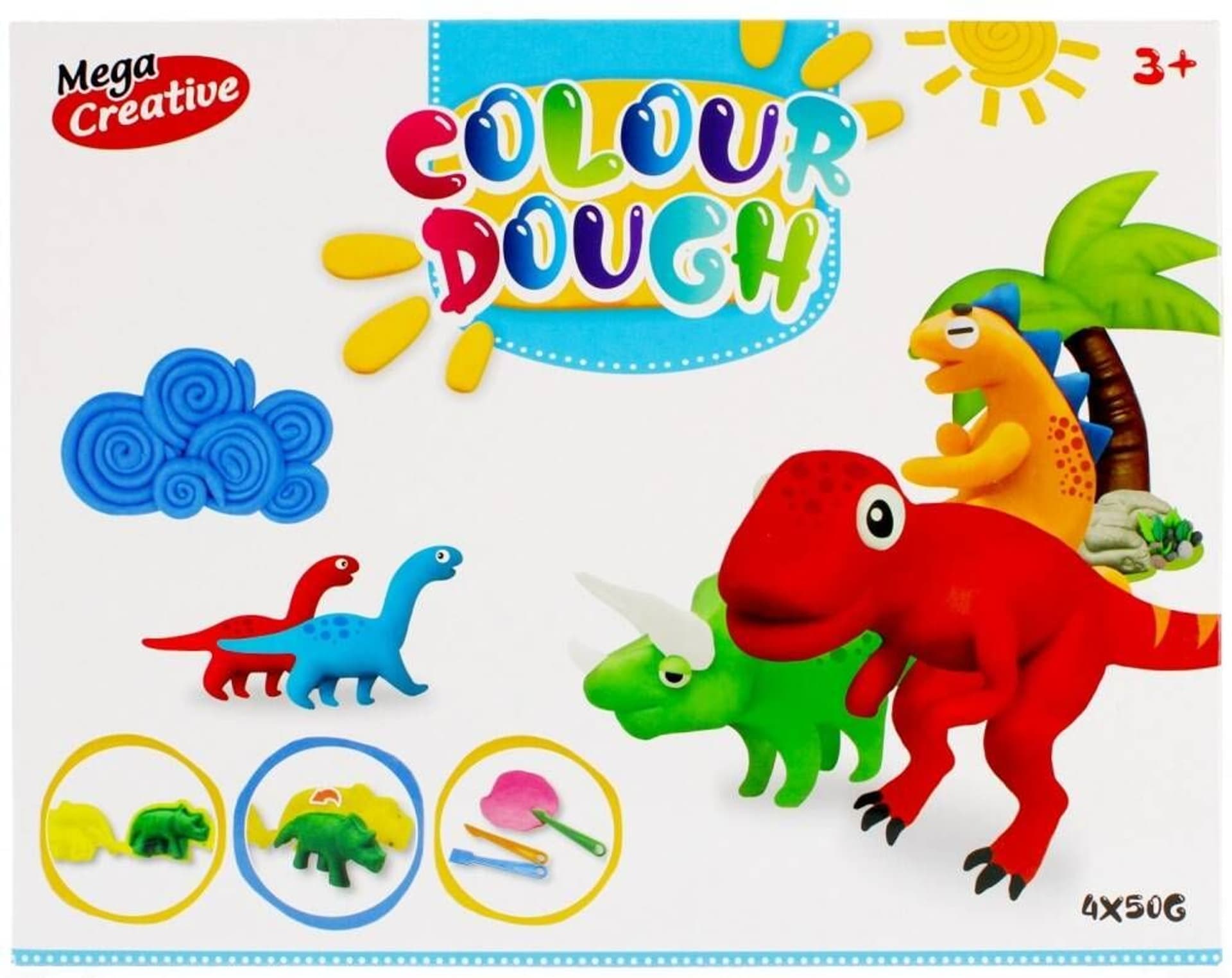 

MASA PLASTYCZNA DINO 4 MASY, FOREMKI DINOZAURY